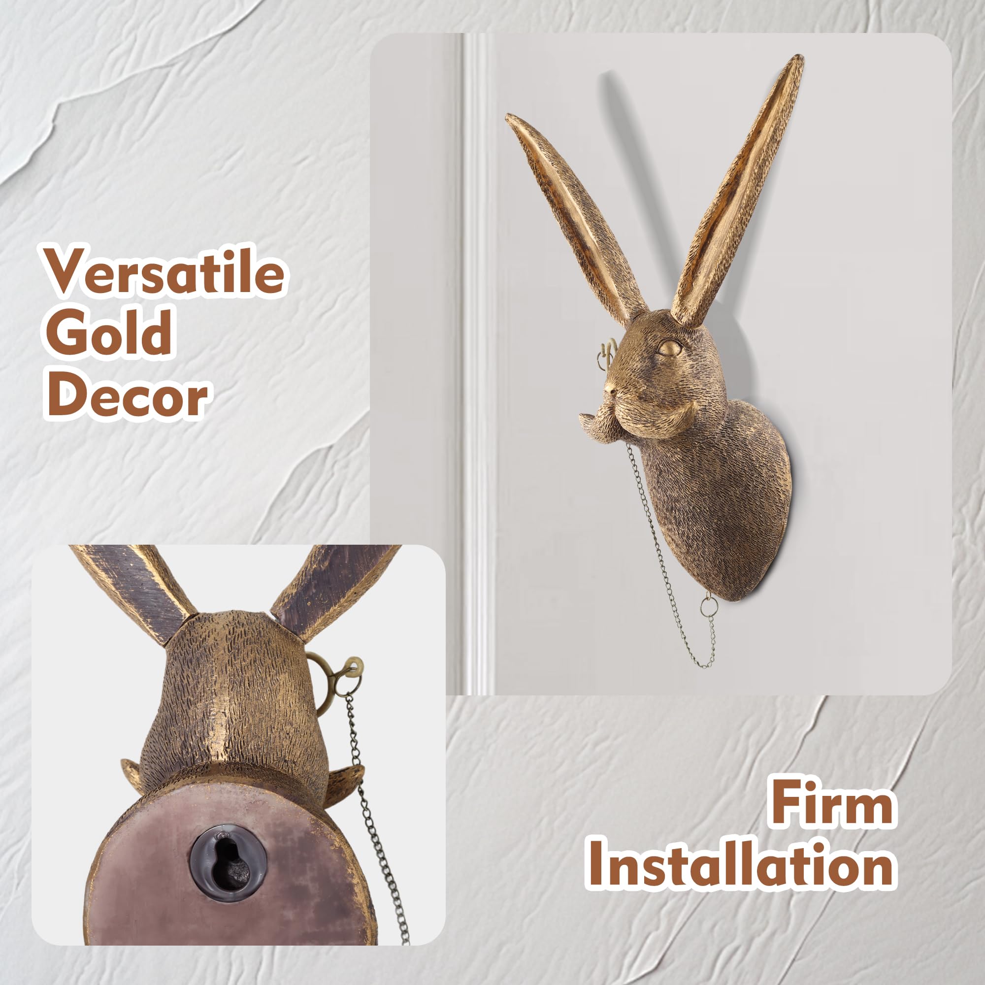 5 Pack Gold Animal Head Wall Decor - Modern Sculpture for Home, Office, Bedroom | Unique Gift for Men & Women | Perfect for Farmhouse, Rustic & Contemporary Interior Design
