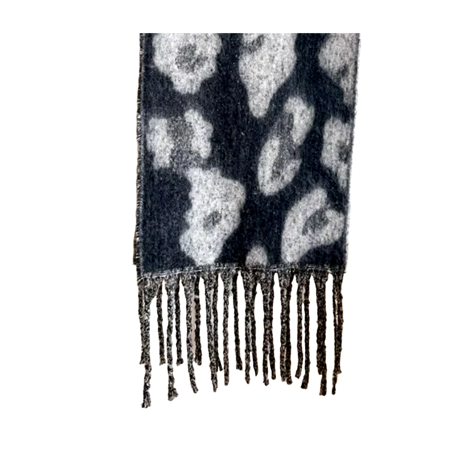 FLOOF Soft Plush Leopard Print Blanket Scarf - Cozy Winter Wrap for Women, Black & Grey - Perfect for Cold Weather, Travel, and Home Relaxation
