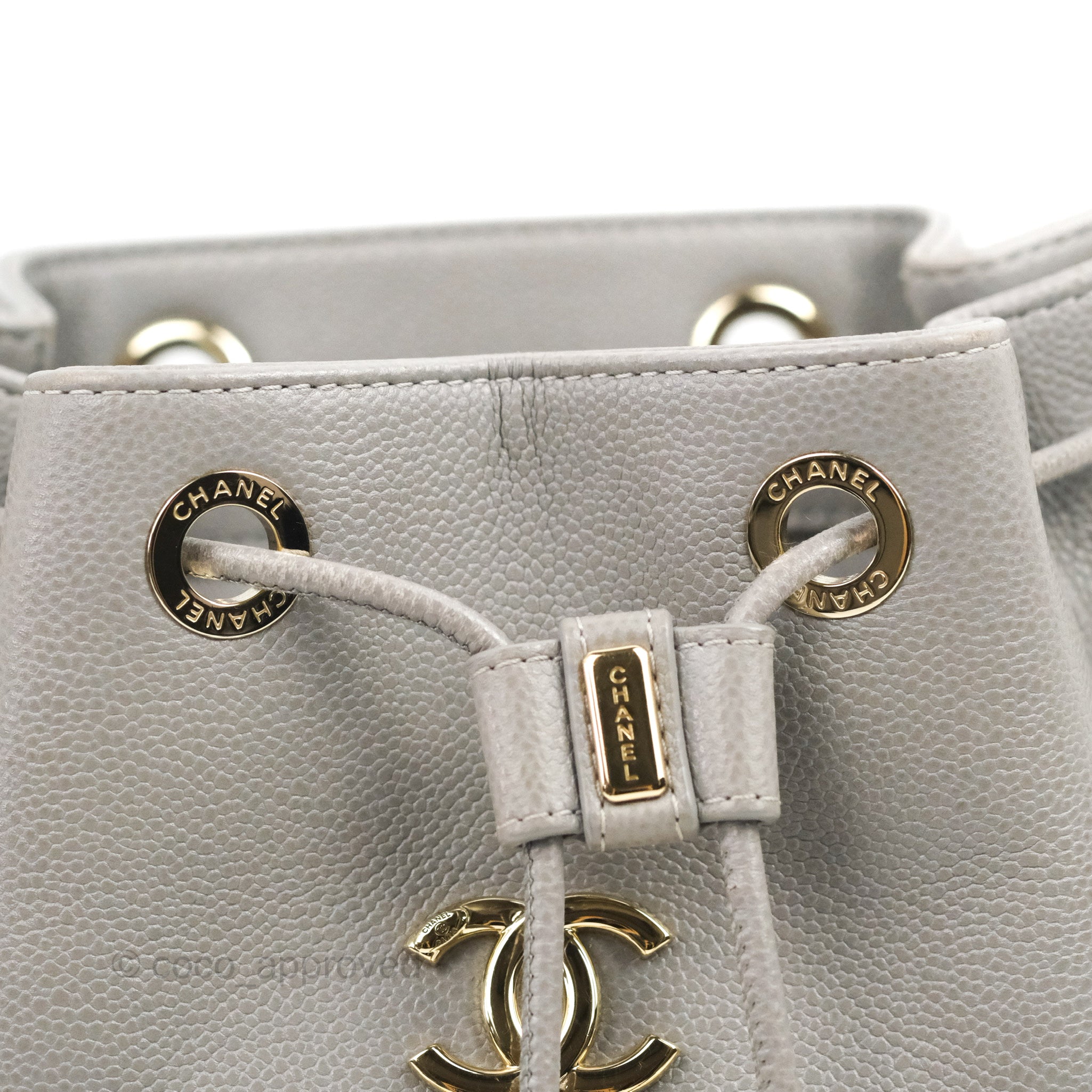 Chanel Business Affinity Drawstring Bucket Bag in Grey Caviar Leather with Gold Hardware - Perfect for Work, Travel & Everyday Luxury