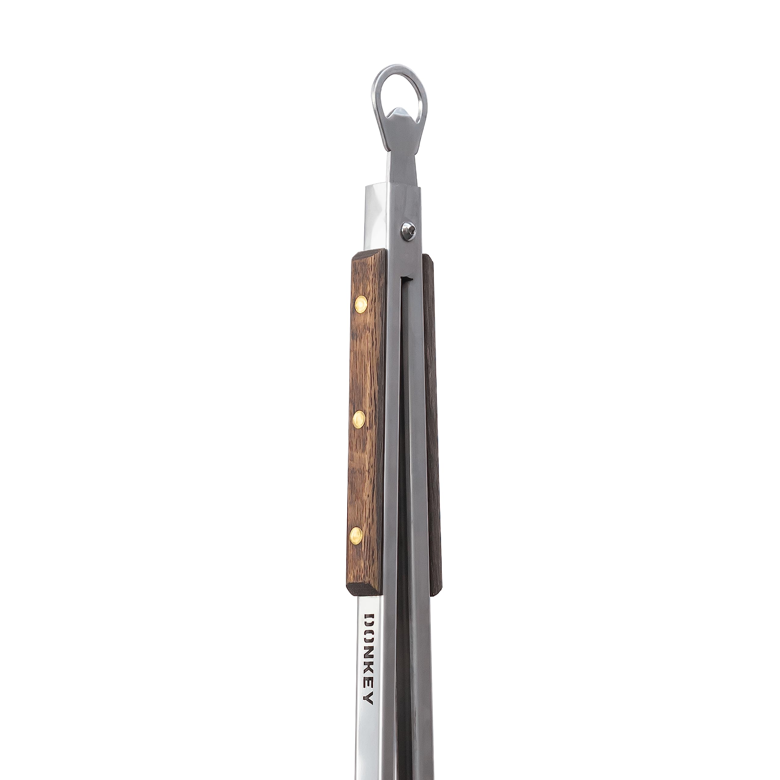 32 Inch Extra Long Stainless Steel BBQ Grill Tongs with Locking Mechanism & Bottle Opener - Ergonomic Wooden Handles for Safe Grilling - Perfect for Outdoor Cooking, Camping, and Backyard Barbecues