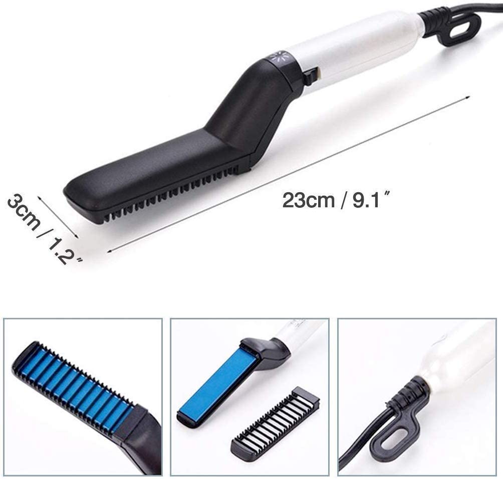 Electric Beard Straightener & Hair Styler for Men & Women - Multi-Functional Curling & Straightening Comb with Massage Function - Perfect for Home, Travel & Salon Use