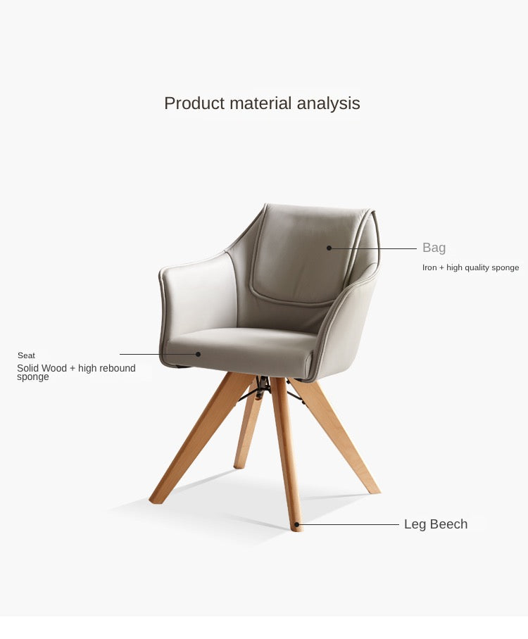 360° Swivel Beech Solid Wood Soft Chair - Ergonomic Comfort for Living Room, Office & Study