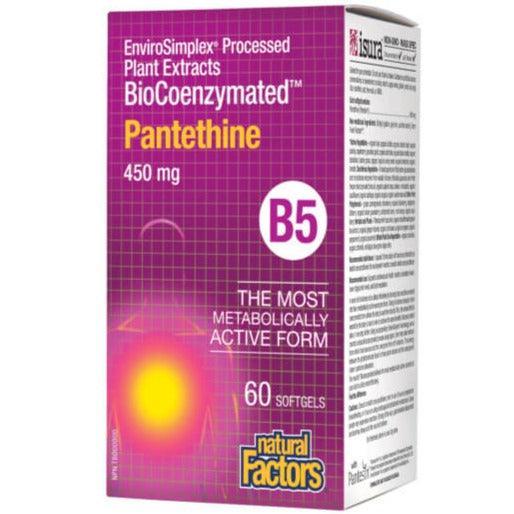 Natural Factors BioCoenzymated Pantethine 450mg - Vitamin B5 Supplement for Energy & Heart Health - 60 Softgels - Supports Metabolism & Cholesterol Levels for Active Lifestyles