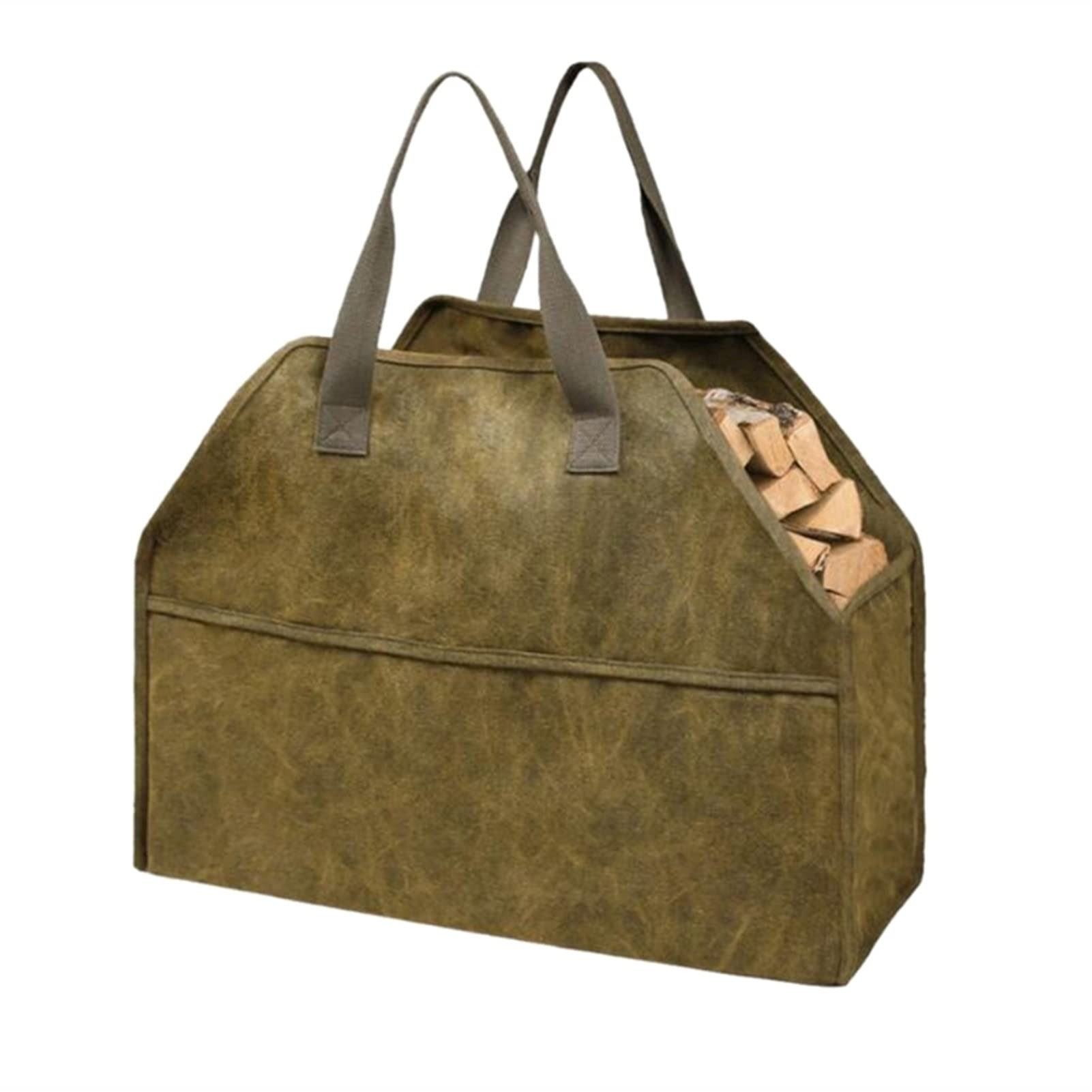 Durable Firewood Tote Bag - Heavy Duty Canvas Firewood Storage Holder & Carrier for Outdoor Camping, Fireplace, and BBQ - Portable Firewood Log Organizer