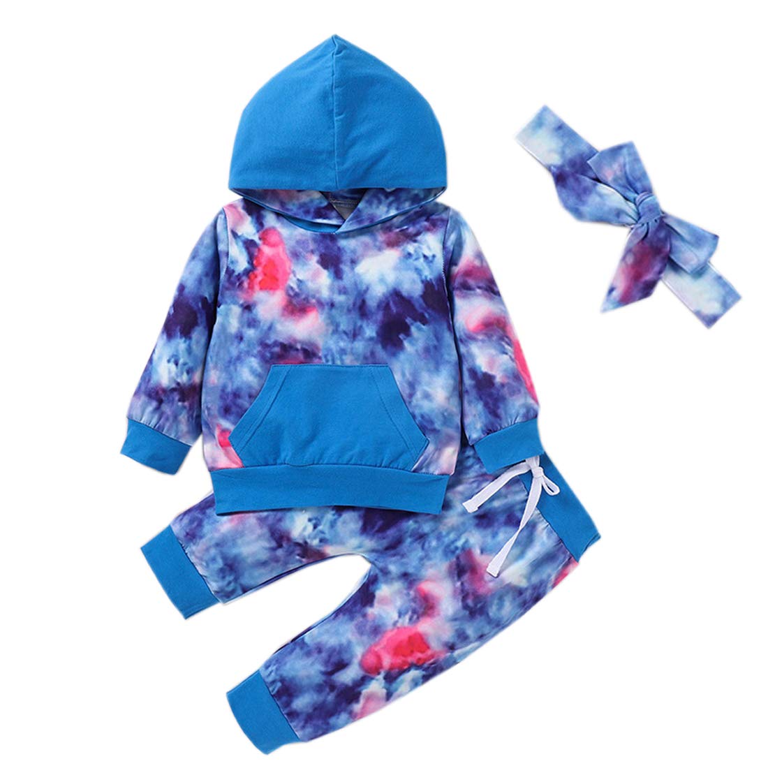 Tie Dye Baby Clothes Set for Newborn Boys & Girls - Long Sleeve Hoodie, Pants & Headband Tracksuit | Soft Cotton Outfit for Playdates, Photo Shoots & Everyday Wear