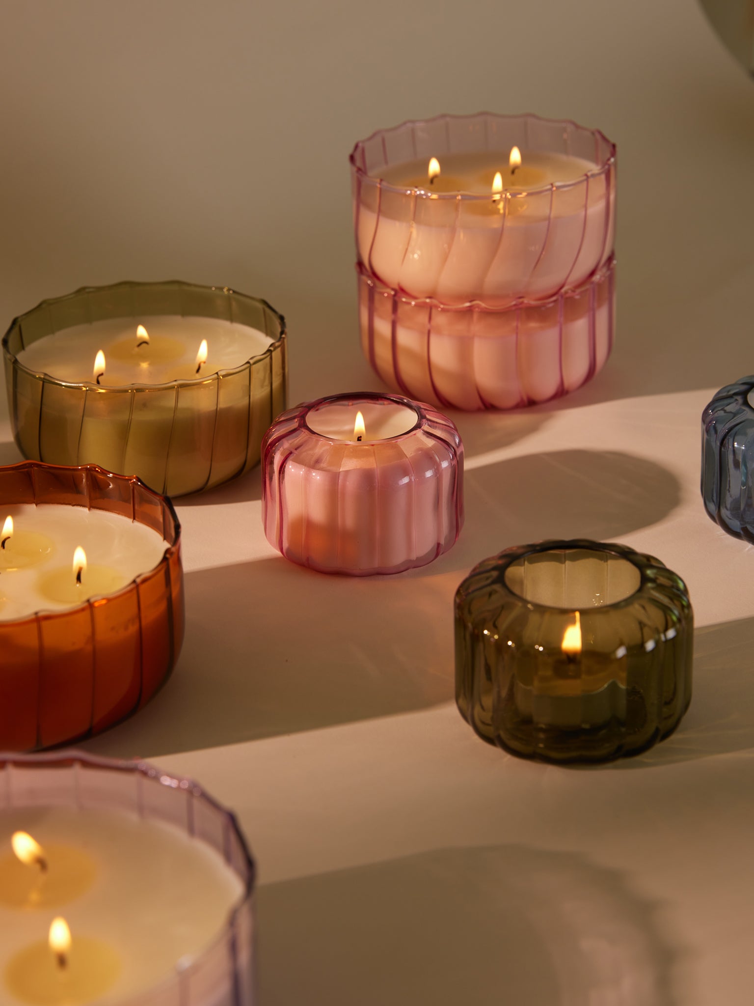 Paddywax Ripple Glass Votive Candle - Secret Garden Scented Candle for Home Decor, Romantic Dinners & Relaxation