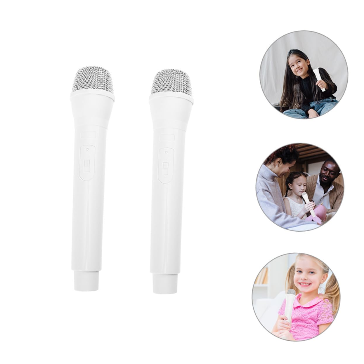 BCOATH 2-Pack Realistic Toy Microphone Set for Kids - Fake Simulation Microphone Accessory for Gaming, Karaoke & Role Play - Perfect for Pretend Play, Singing & Streaming (Black)
