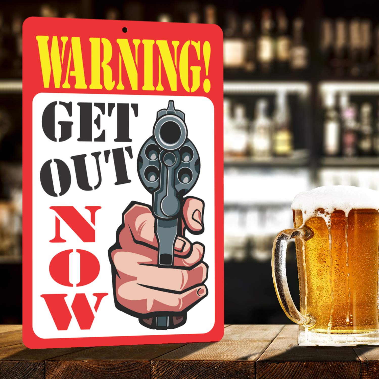 ATX Custom Funny Warning Sign - 'Get Out Now' for Home, Office & Garage - Durable Outdoor & Indoor Use