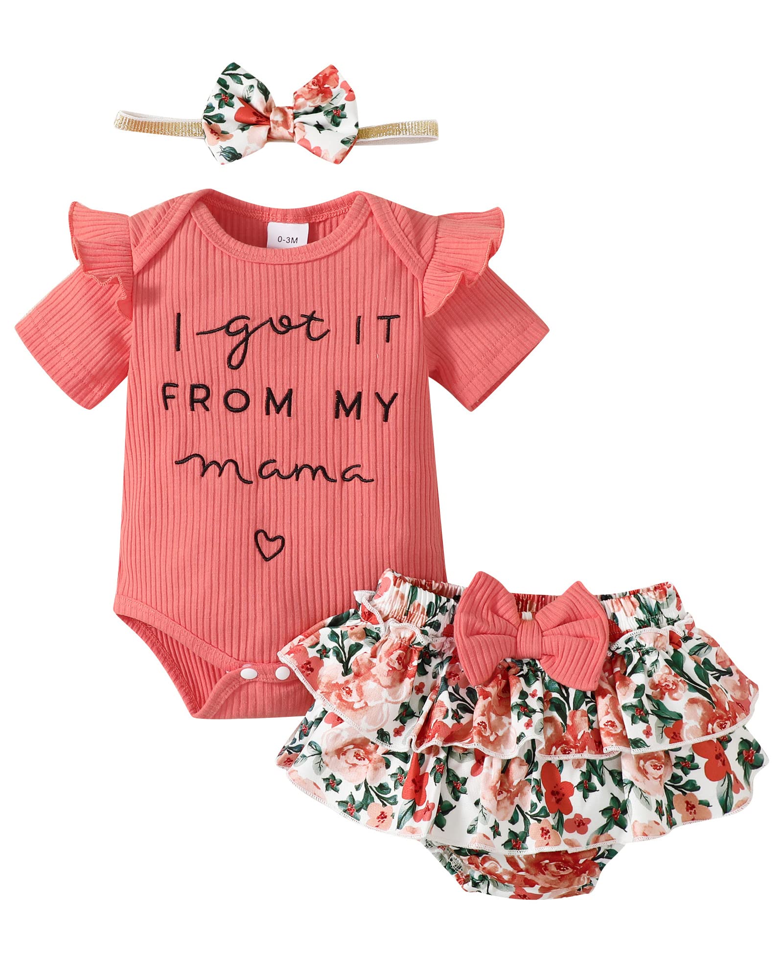 Mioglrie Newborn Baby Girl Clothes Set - Floral Romper & Shorts Outfit for Summer | Cute Infant Toddler Outfits for Playtime, Photo Shoots & Daily Wear
