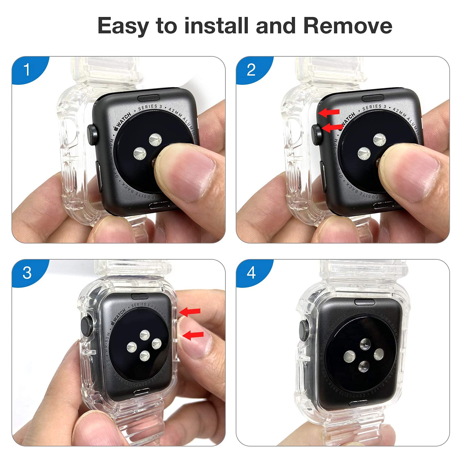 Premium Clear Shockproof Apple Watch Band with Bumper Case - Compatible with 38mm 40mm 42mm 44mm for Series SE/7/6/5/4/3/2/1 - Soft Durable Strap for Women & Men (Black 38/40/41mm) - Perfect for Workouts, Running & Everyday Wear