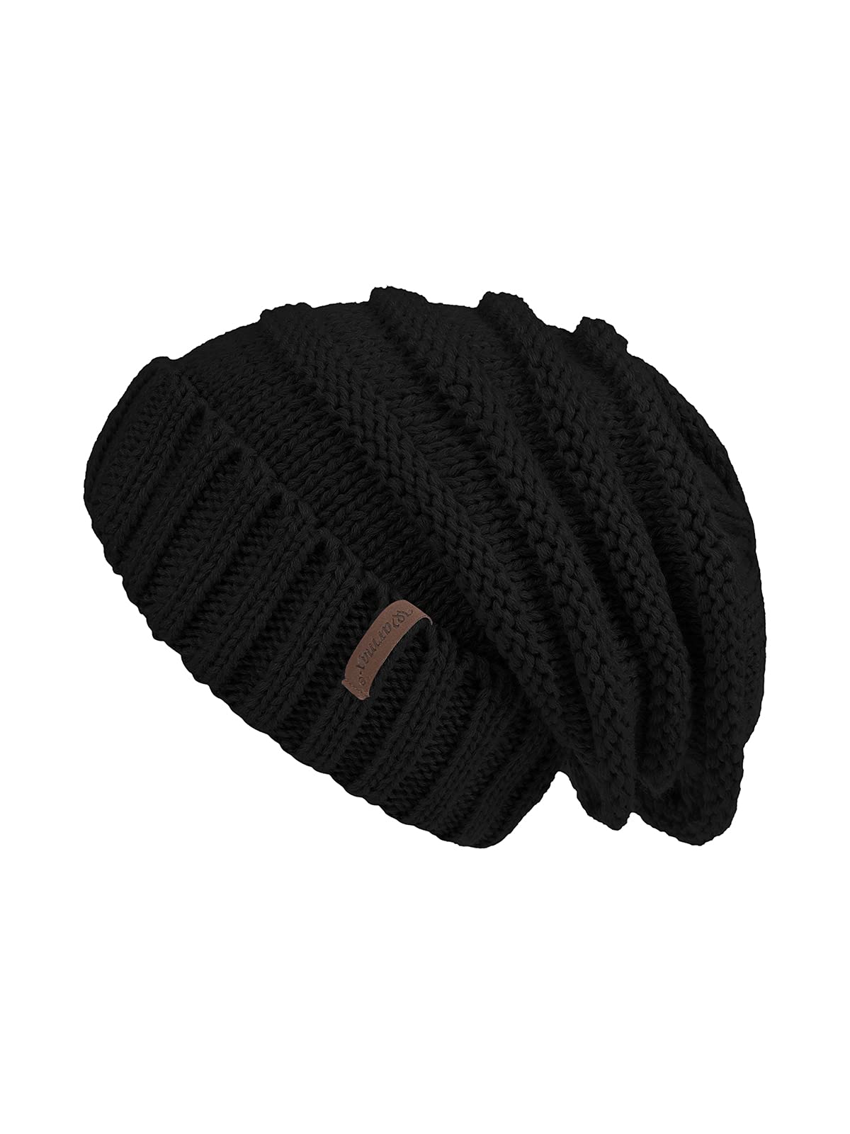 Komorebi Women's & Men's Fleece Lined Slouchy Beanie Hat - Chunky Cable Knit Winter Skull Cap for Skiing & Outdoor Activities - Warm Stretchable Unisex Beanie for Cold Weather
