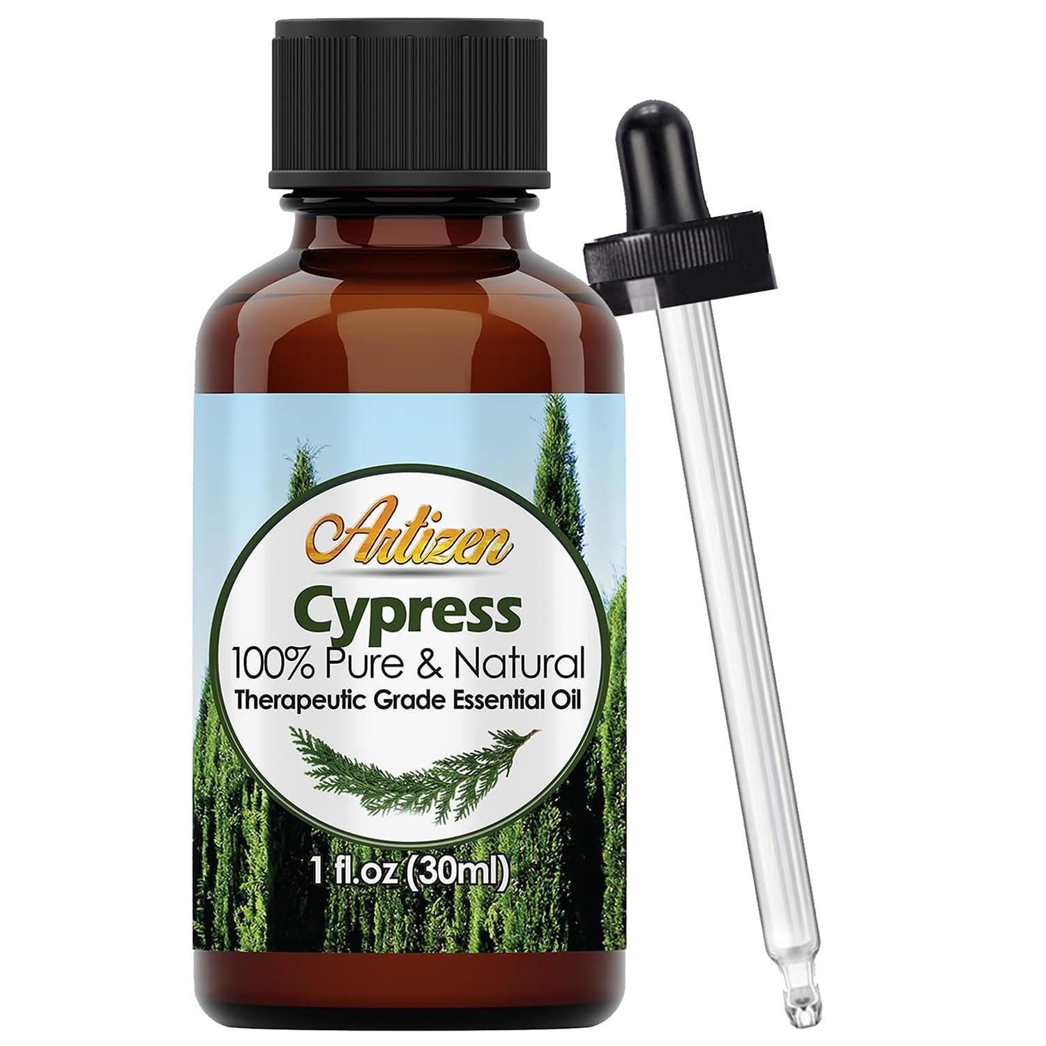 Artizen 30ml (1oz) 100% Pure Cypress Essential Oil for Aromatherapy, Massage & DIY Skincare - Relaxing & Uplifting Scent for Diffusers, Bath & Home Spa