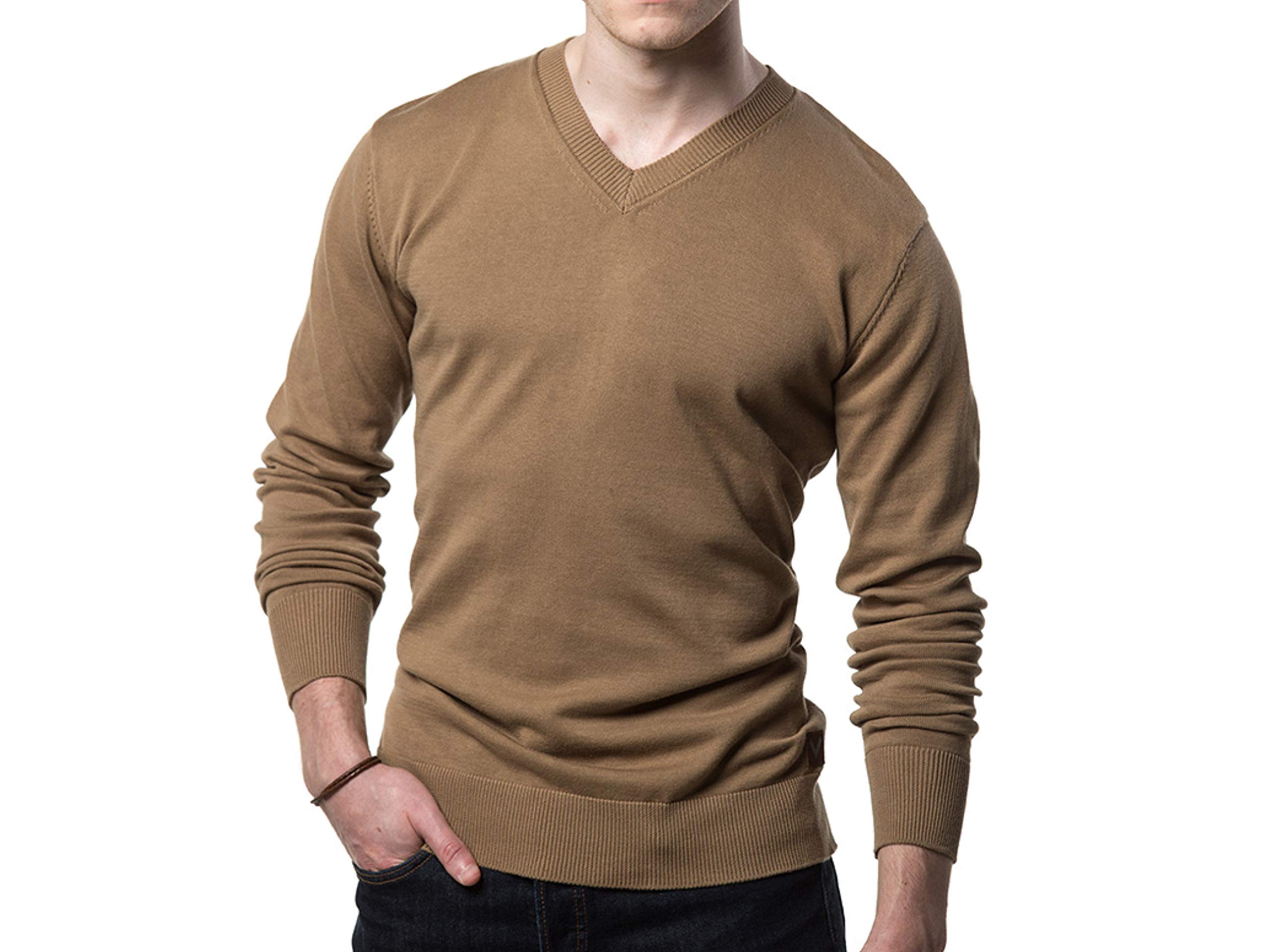 GALLERY SEVEN Men's Cotton V-Neck Sweater - Lightweight Pullover for Casual Wear