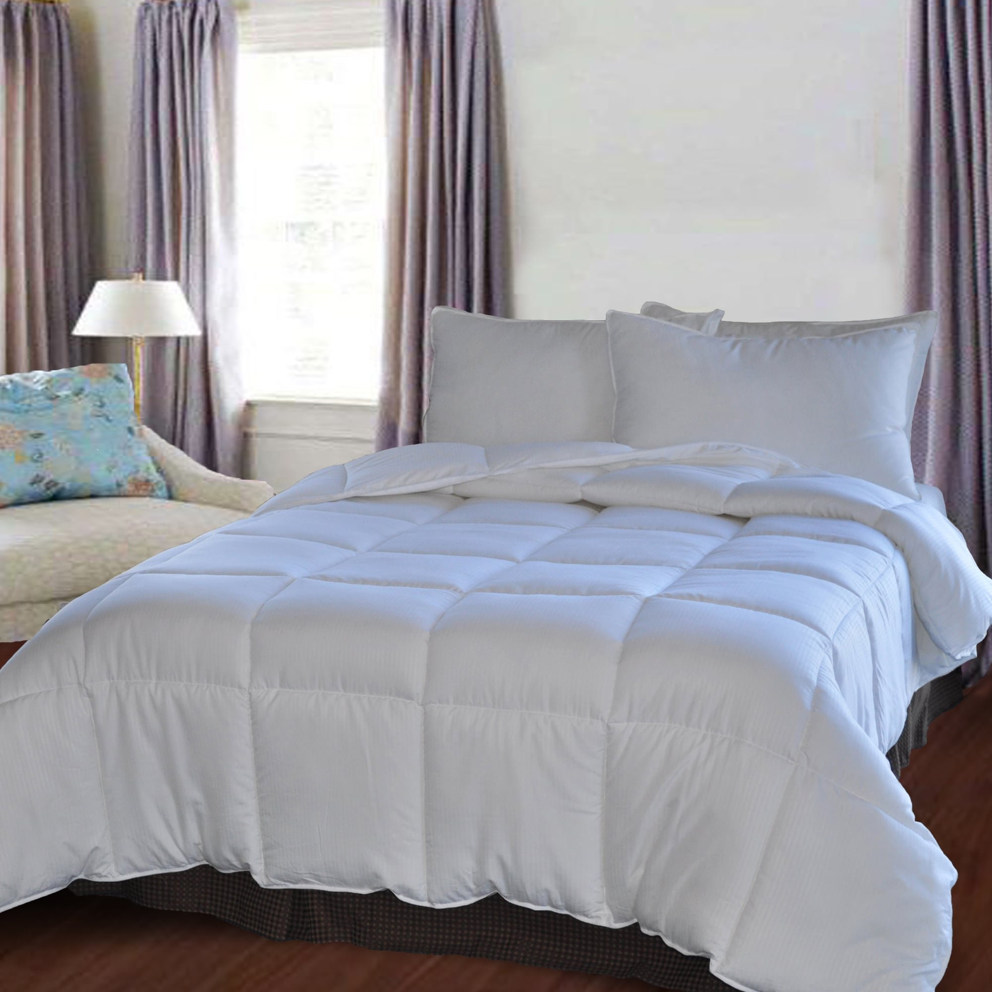 Premium White Down Alternative Comforter - Hypoallergenic Medium Weight Filled with Embossed Microfiber Shell - King Size Bedding for All-Season Comfort - Perfect for Master Bedroom, Guest Room & Hotel Luxury