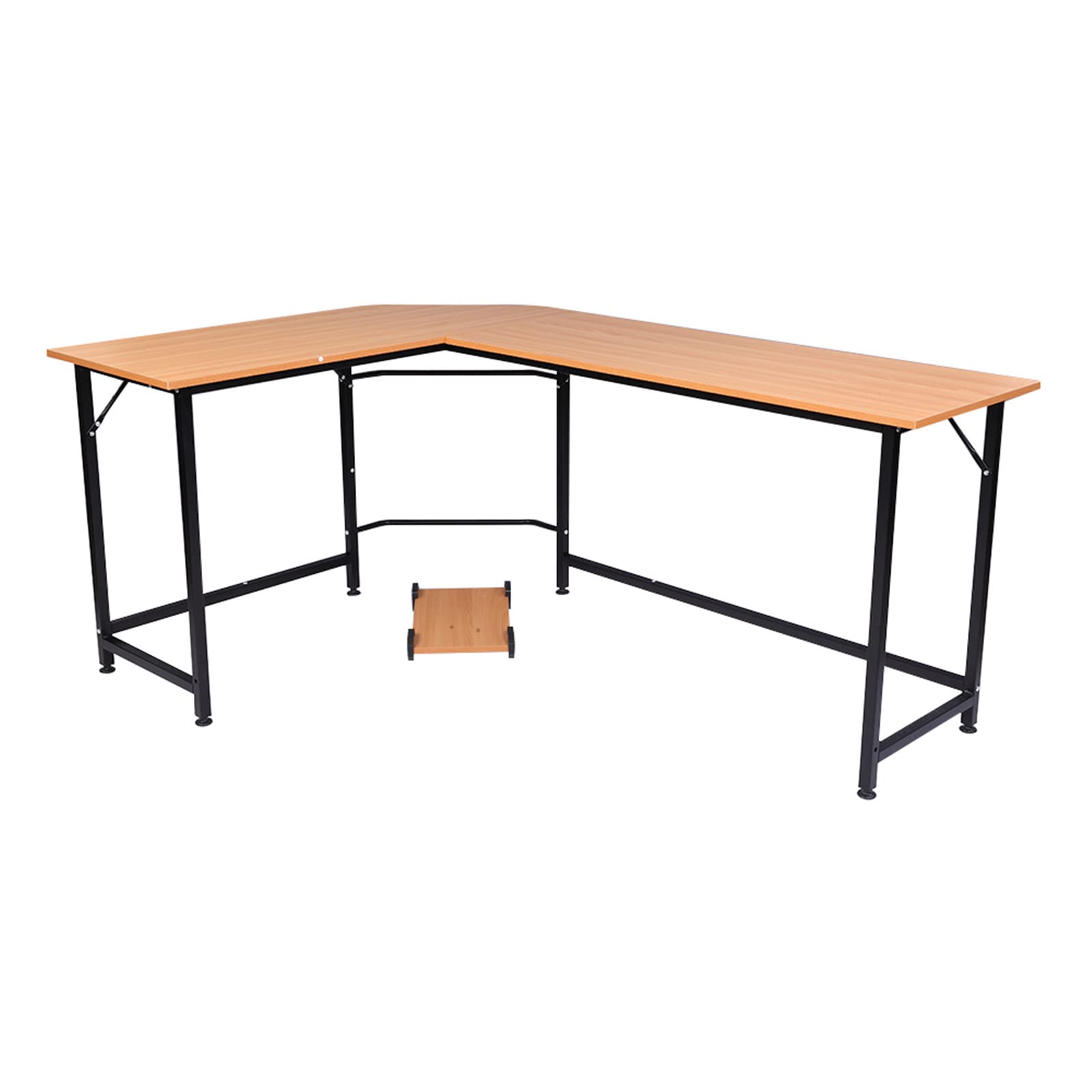 ERRTT L-Shaped Computer Desk - Solid Beech Wood Finish, Ergonomic Home Office Desk for Small Spaces, Perfect for Bedroom, Living Room & Workspace - Ideal for Remote Work, Gaming & Study Setup
