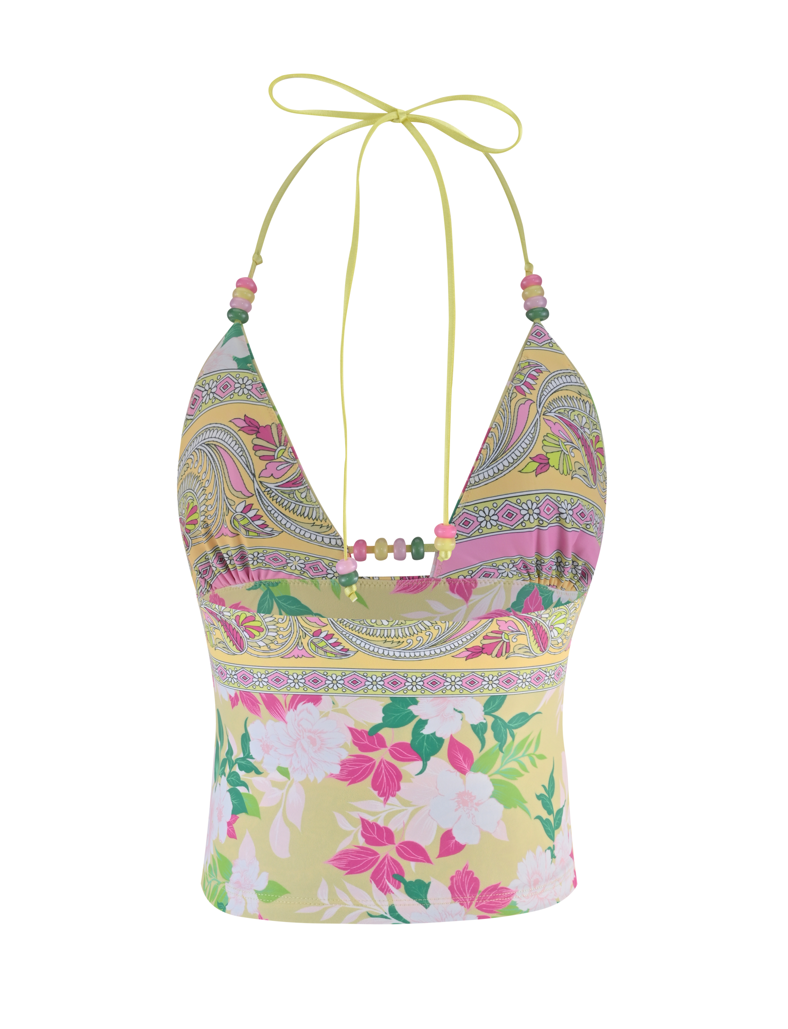 FINLEA Women's Paisley Print Tankini Top - Floral Border Swimwear for Beach, Pool & Vacation | Stylish & Comfortable Bikini Top