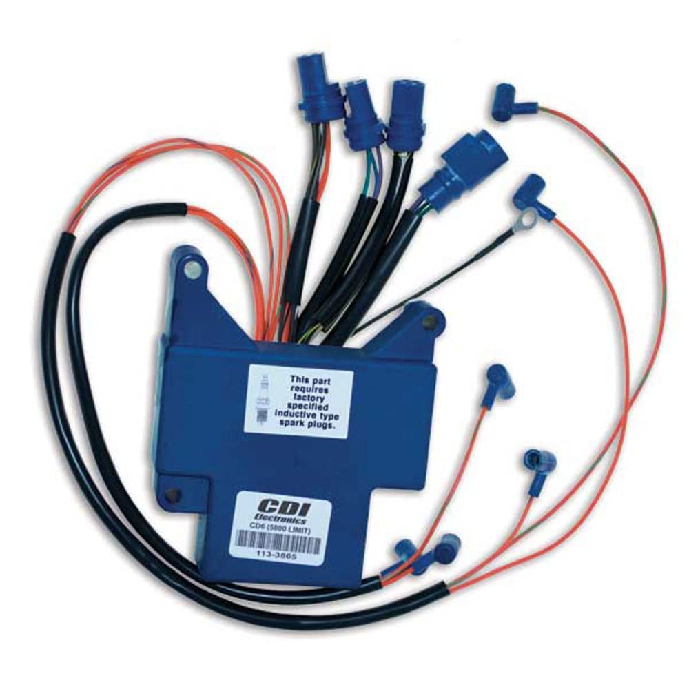 CDI Electronics 113-3865 Johnson Evinrude Power Pack - 6 Cylinder Outboard Motor Ignition Module (1989-1992) - Black/Blue - Compatible with 90-225HP V6 Marine Engines for Fishing & Boating