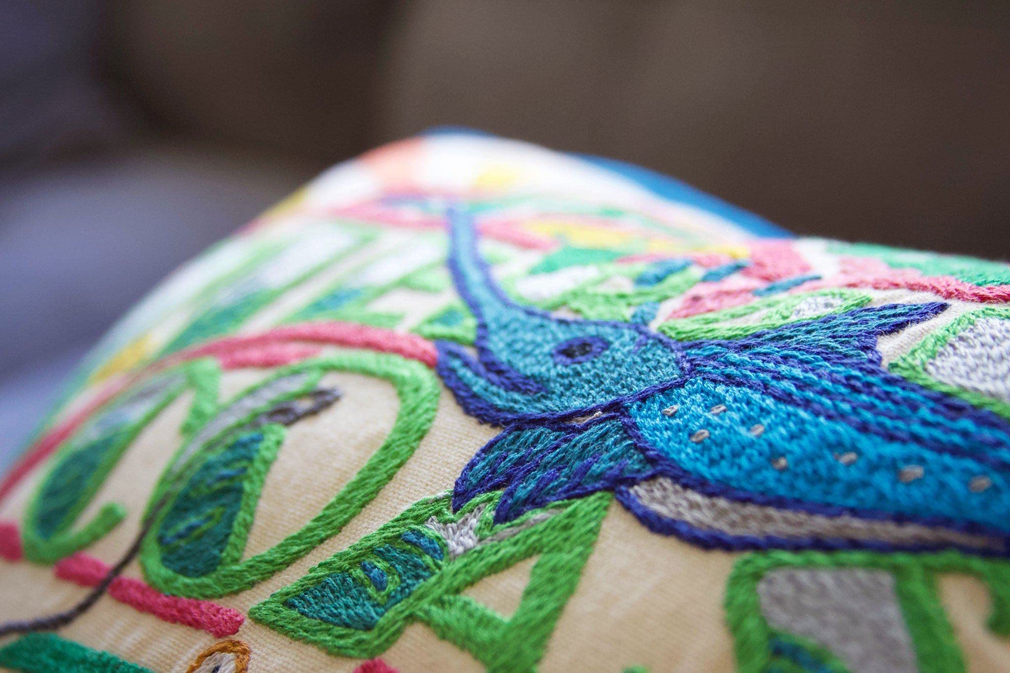 Catstudio Emerald Coast Embroidered Decorative Throw Pillow - Soft Bohemian Style Cushion Cover for Sofa, Bed, Couch - Coastal Home Decor Accent for Living Room, Bedroom, Porch