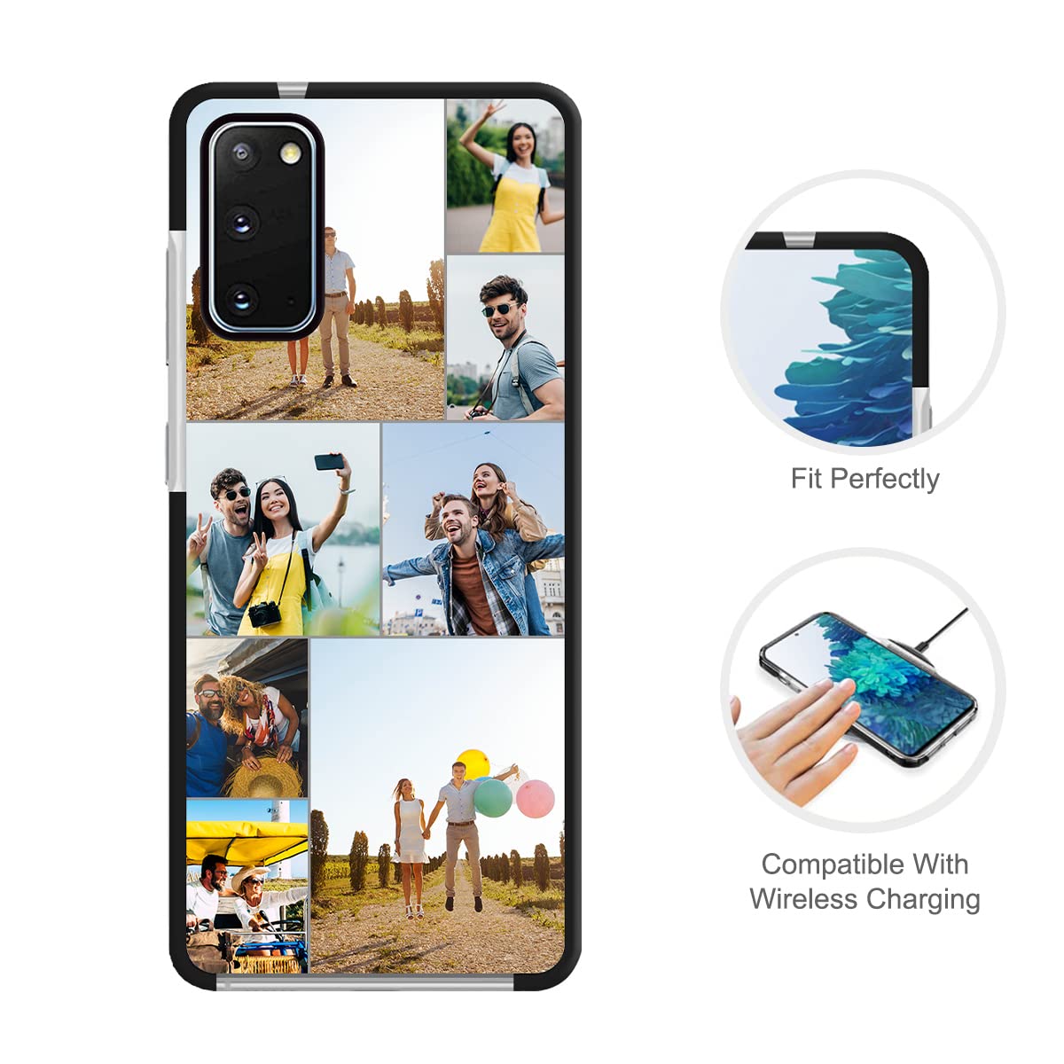 Custom Samsung Galaxy S20 Phone Case - Soft TPU, Anti-Scratch & Shockproof, Personalized with Multi-Photo Collage & Text - Perfect Birthday, Christmas & Valentine's Gift (Black) - Ideal for Everyday Protection & Stylish Customization