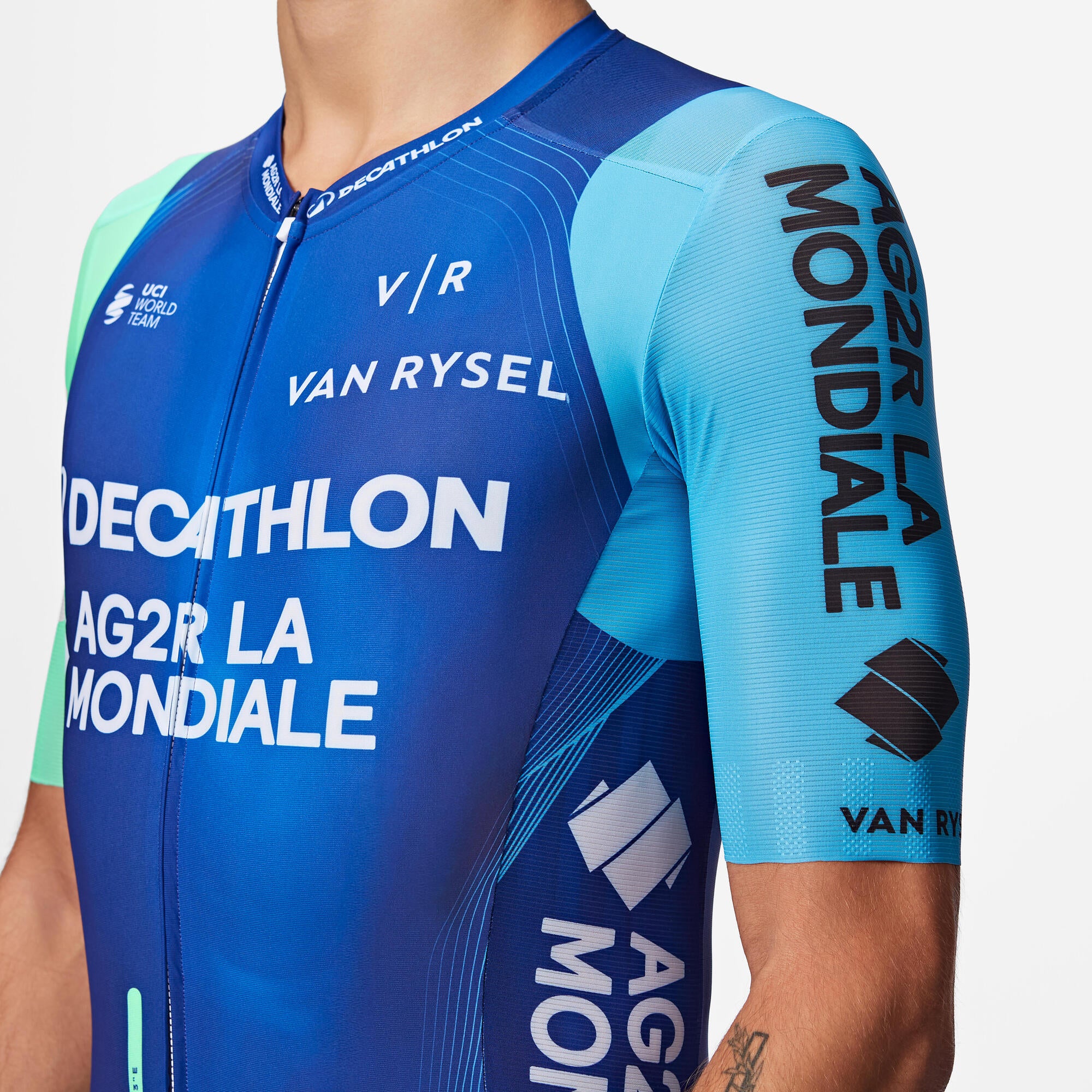 Van Rysel AG2R La Mondiale Team Replica Cycling Jersey - Men's Professional Road Bike Shirt for Training & Racing | Breathable & Lightweight Performance Wear
