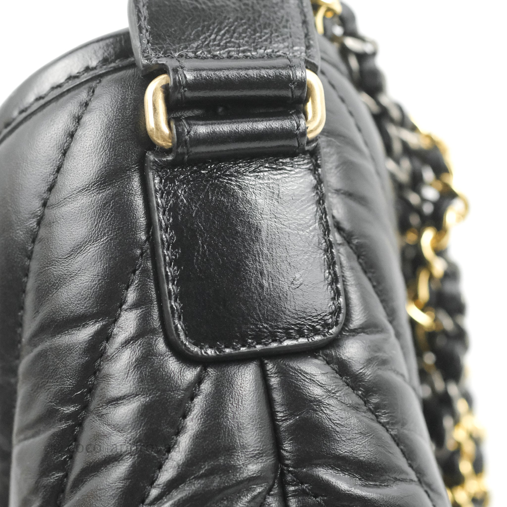 Chanel Small Gabrielle Hobo Bag in Black Calfskin with Chevron Pattern & Mixed Hardware - Perfect for Everyday Use, Work & Special Occasions