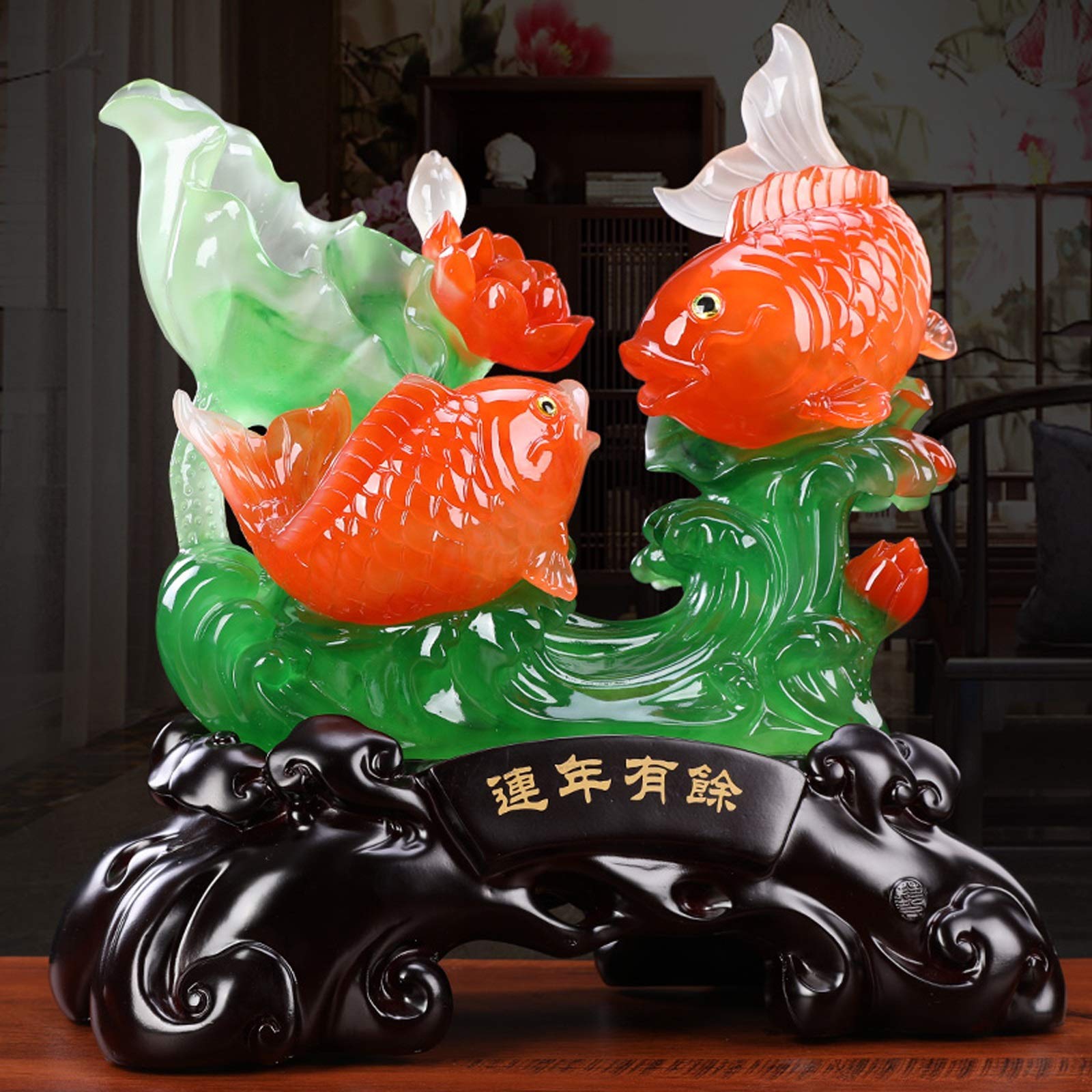 Feng Shui Wealth Carp Statue - Lucky Ornament for Home & Office Decor, Creative Tabletop Decoration, Good Fortune Gift for Housewarming & Business