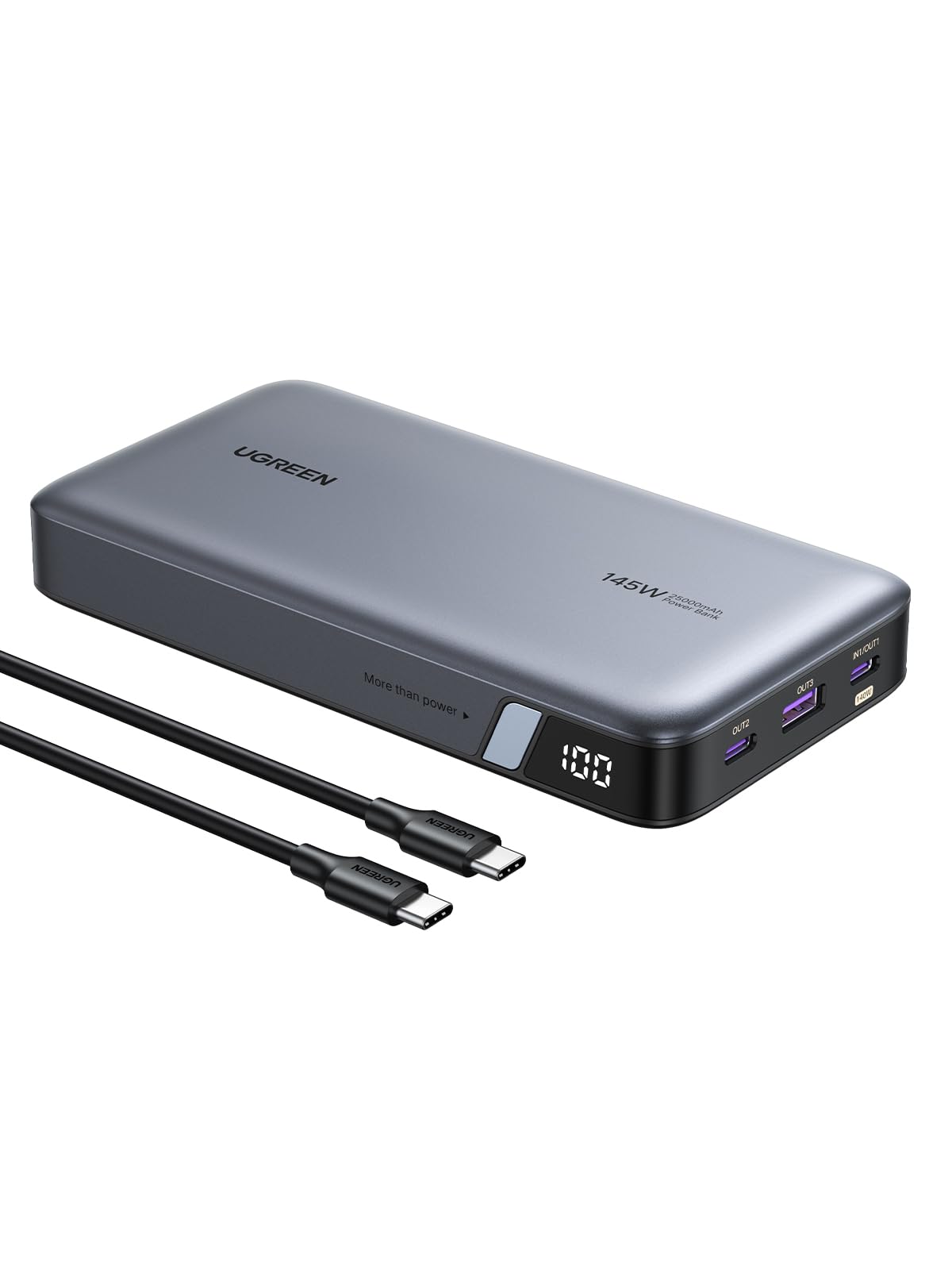 UGREEN 145W 25000mAh Laptop Power Bank with 140W PD3.0 Fast Charging, 3-Port Portable Charger for MacBook Pro/Dell XPS/iPad/iPhone 16/Galaxy S25/DJI Drone - Perfect for Travel, Work & Outdoor Adventures