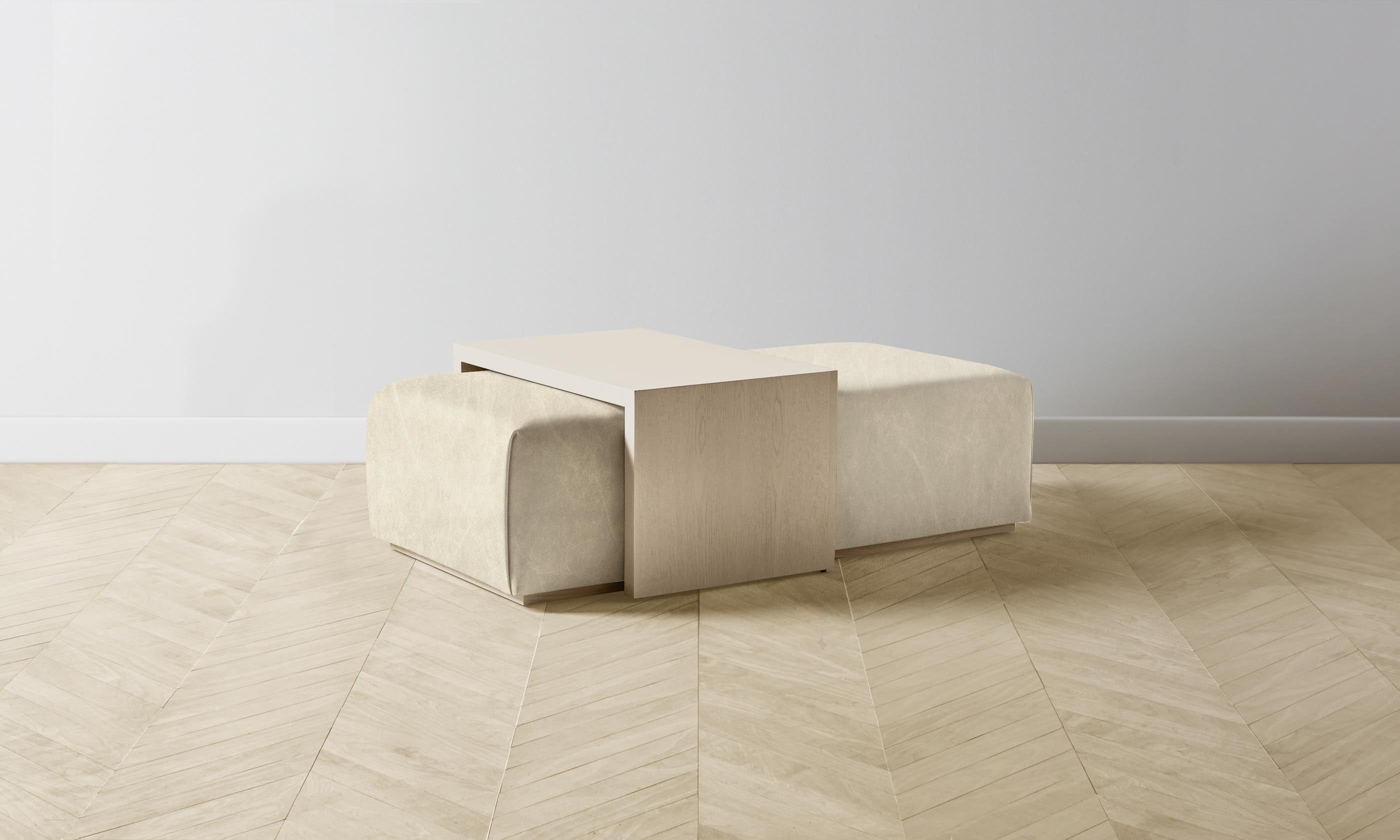 The Bowery Ottoman - Premium Tuscan Leather in Bisque | Stylish Footrest & Accent Chair for Living Room, Bedroom & Office
