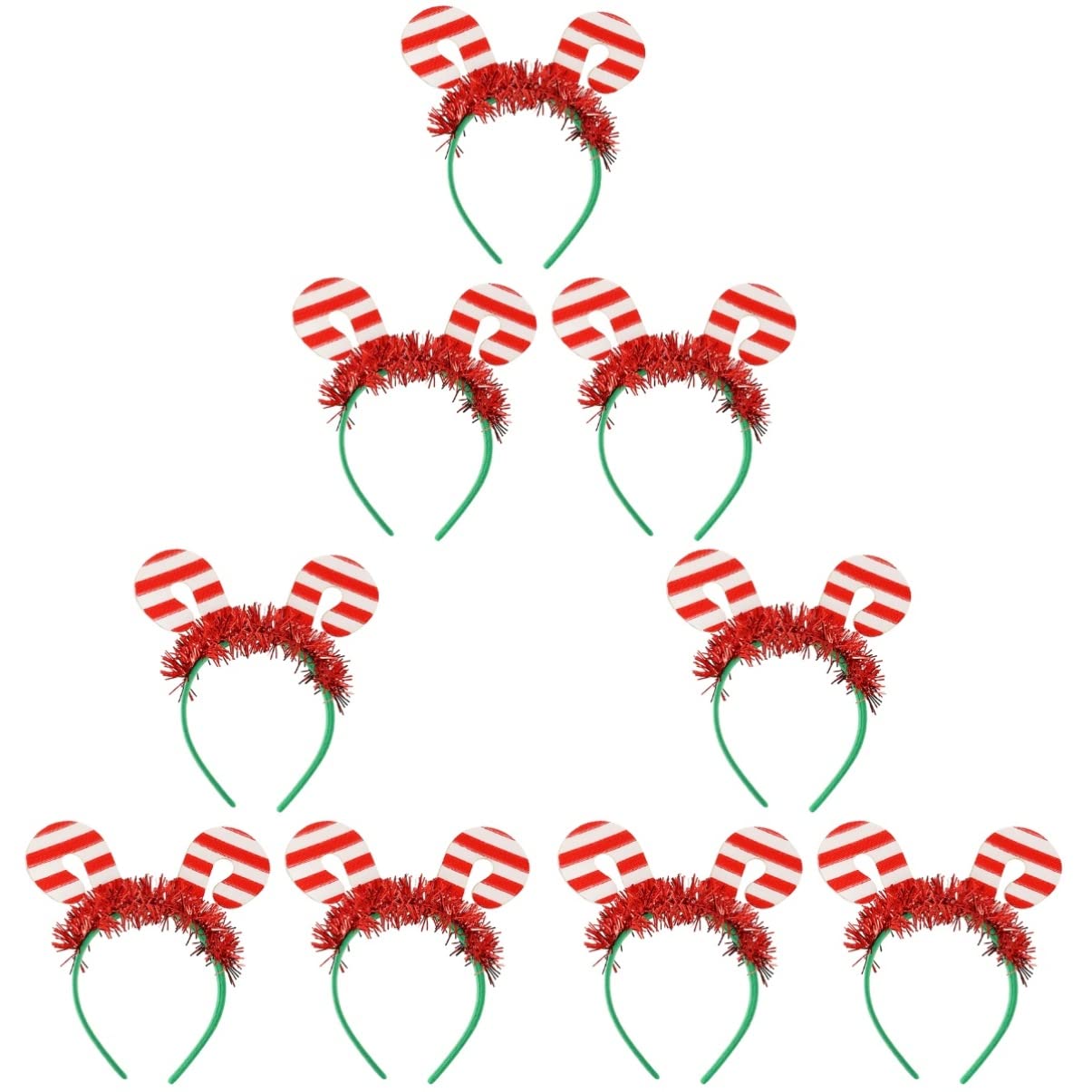Festive Christmas Hair Accessories Set - 9pcs Candy Cane Hair Hoops & Headbands for Holiday Parties, Xmas Decorations    Perfect for Christmas parties, holiday photoshoots, school events, and festive home decorations.