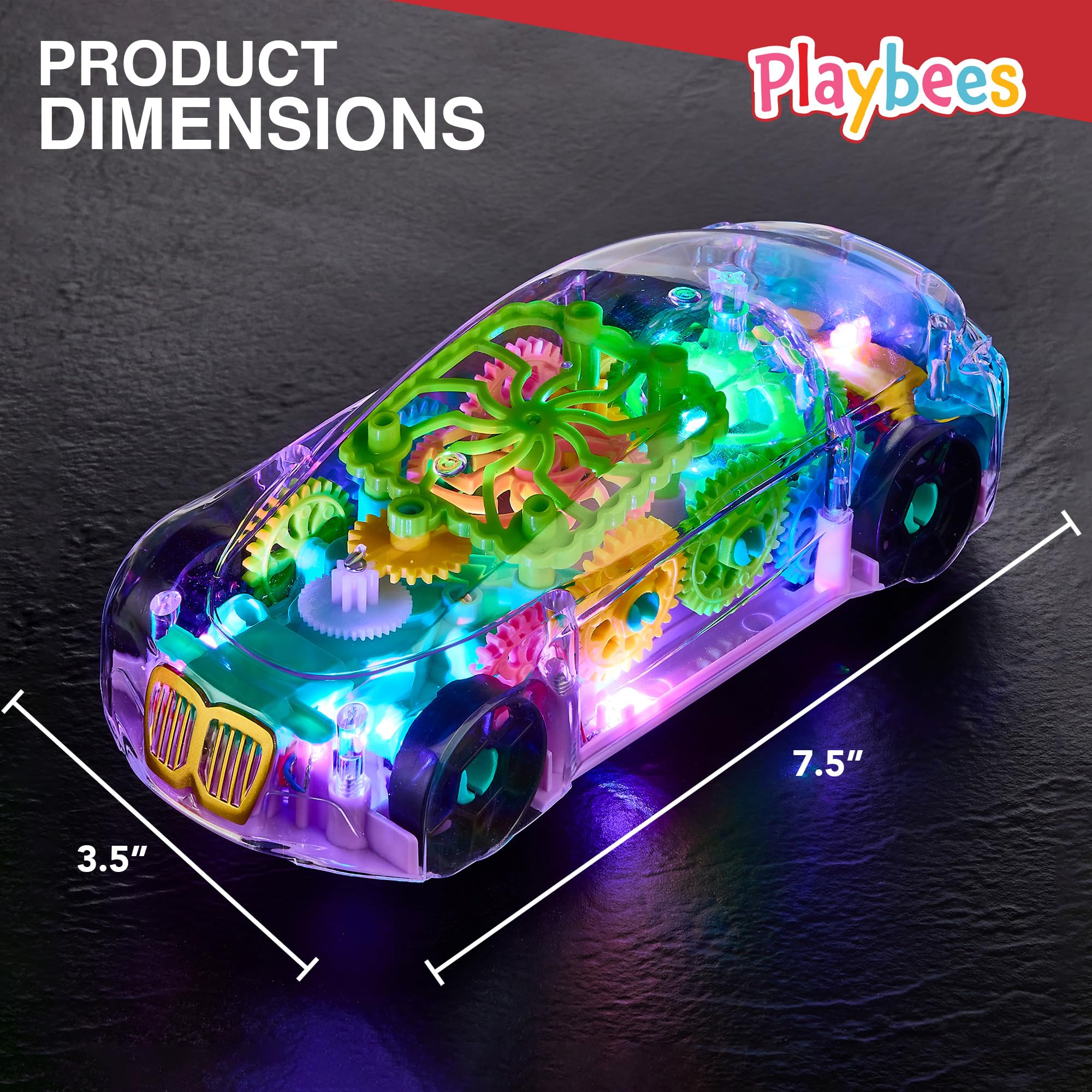 Glow & Go Transparent Light-Up Car Toy - Sensory Toy for Autistic Kids Ages 3-7 | Bump & Go Action with Music & LED Effects | Special Needs Learning Toy for Autism Therapy & Playtime Fun