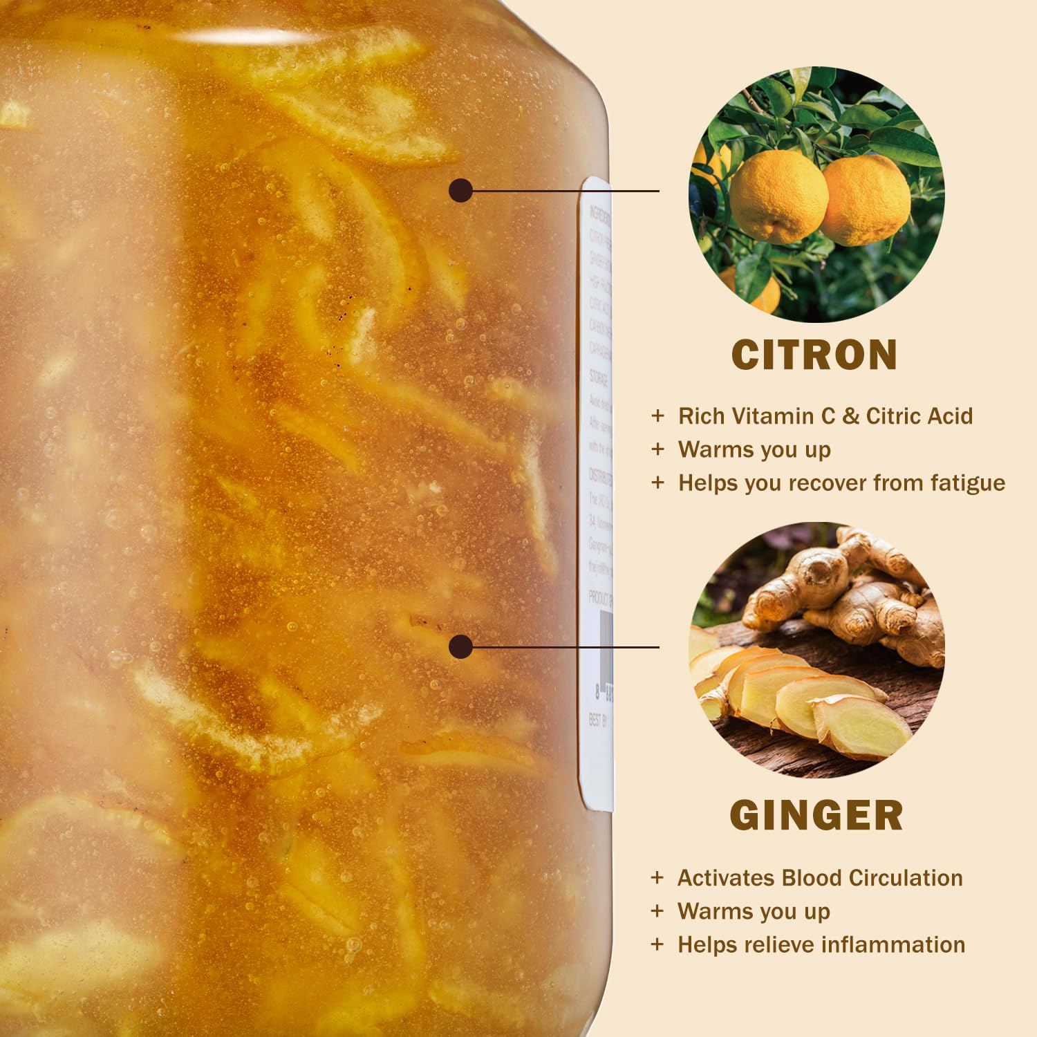 KPANTRY Honey Citron Ginger Tea - Korean Yuzu Marmalade for Tea & Smoothies - 35.27oz (2 Pack) - Perfect for Cold Relief & Throat Soothing