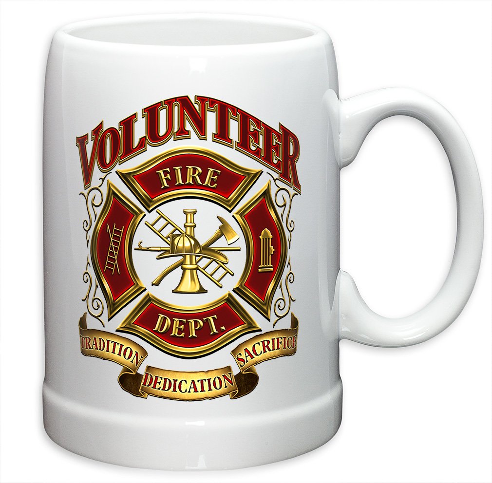 German Beer Stein with Firefighter Logo - 20oz Stoneware Beer Mug Set of 24 - Perfect Firefighter Gifts for Men & Women - Ideal for Firehouse Parties, Volunteer Appreciation & Oktoberfest Celebrations