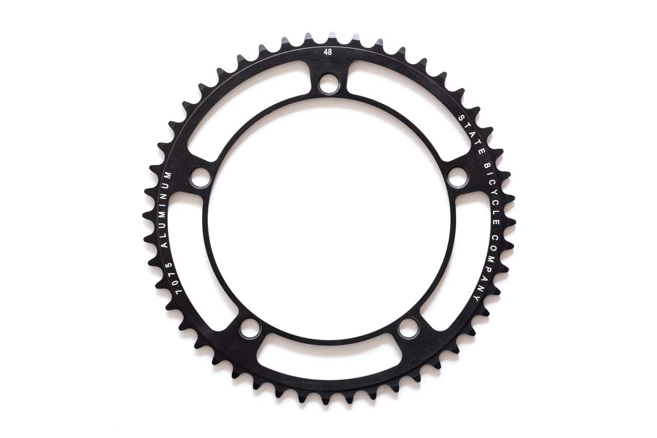 State Bicycle Black Label Series 52T Chainring - High-Performance Bike Gear for Road & Track Cycling - Durable & Lightweight Black Chainring for Speed & Efficiency