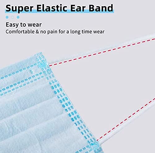 50 Pack Disposable 3-Ply Face Masks with Nose Pin & Elastic Ear Loops - Breathable Non-Woven Protection for Daily Use, Travel, and Public Safety