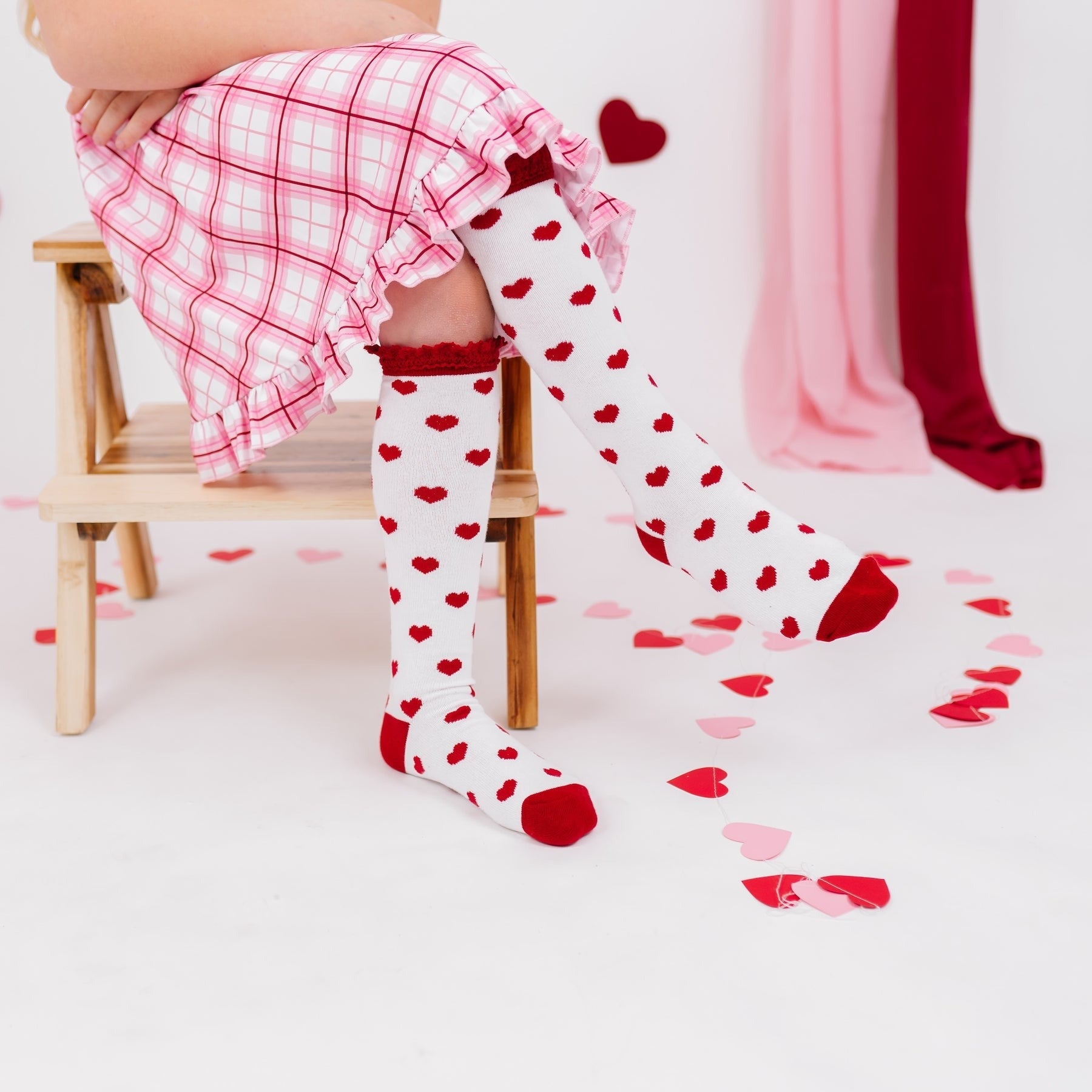 True Love Lace Top Knee High Socks for Women - Elegant Lace Trimmed Thigh High Stockings - Perfect for Valentine's Day, Weddings & Romantic Occasions