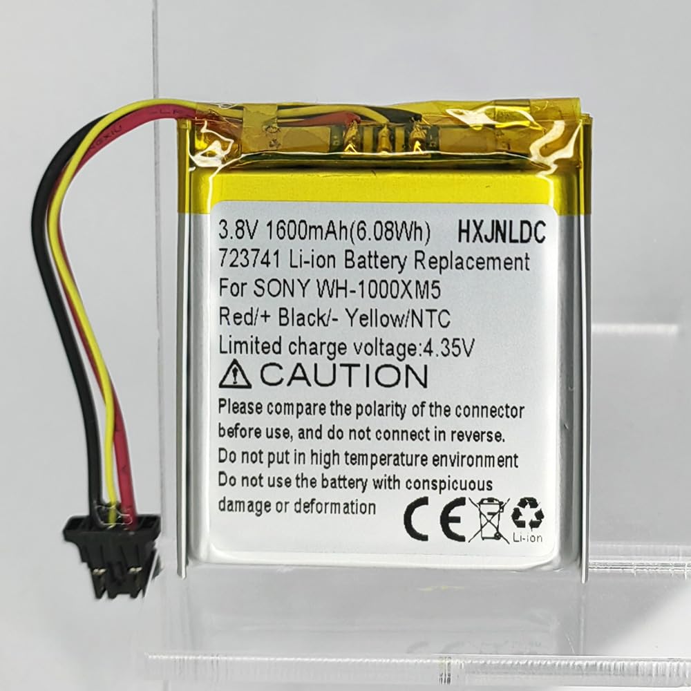 Sony WH-1000XM5 Replacement Battery 3.8V 1600mAh Lithium-ion - Compatible with WH1000XM5 Bluetooth Wireless Noise Canceling Headphones - Perfect for Travel, Work, and Music Listening