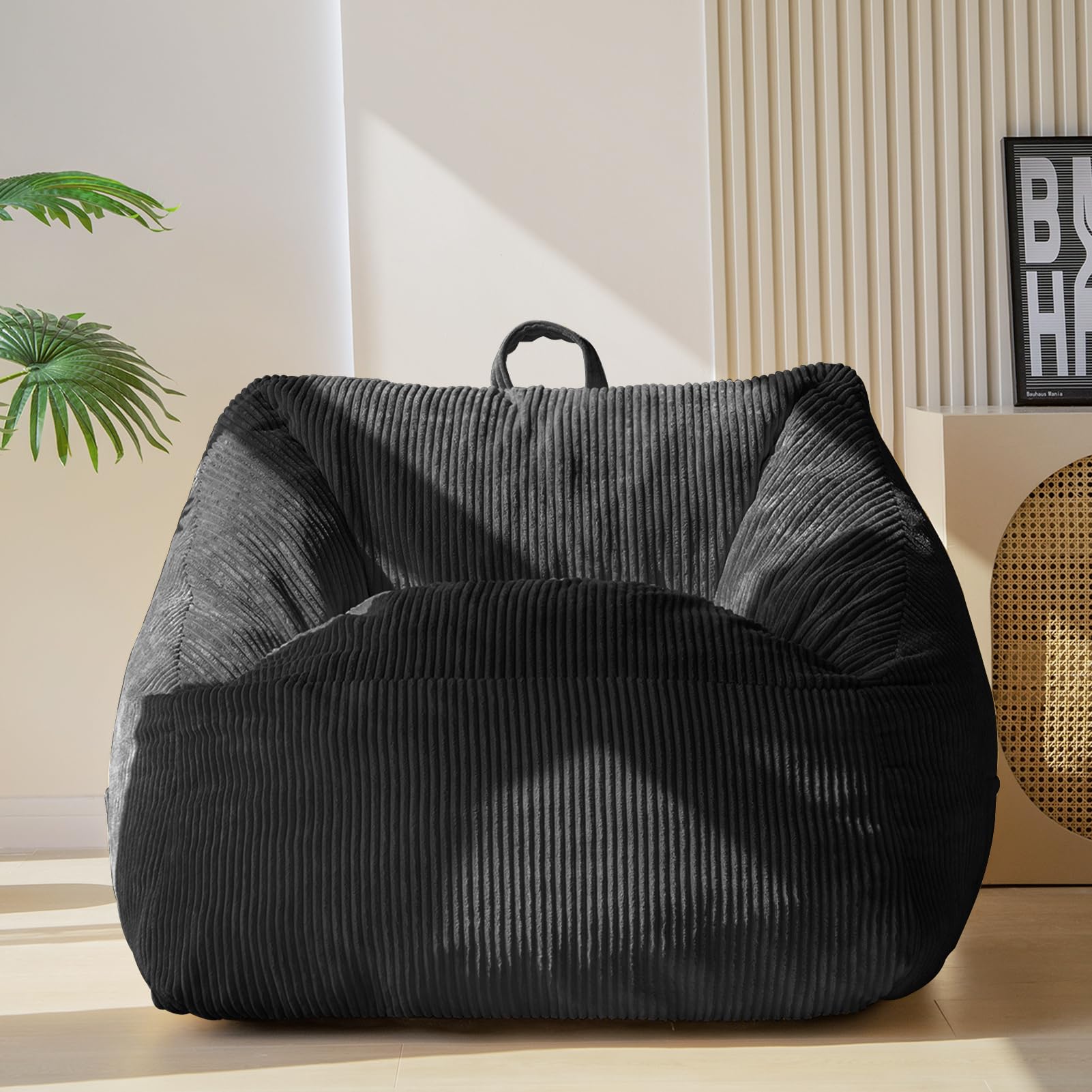 MAXYOYO Bean Bag Chair with Handle - Soft Floor Sofa for Adults, Kids & Teens - Comfortable Accent Chair with Pocket for Gaming, Reading & Relaxing - Perfect for Living Room, Bedroom & Dorm Decor