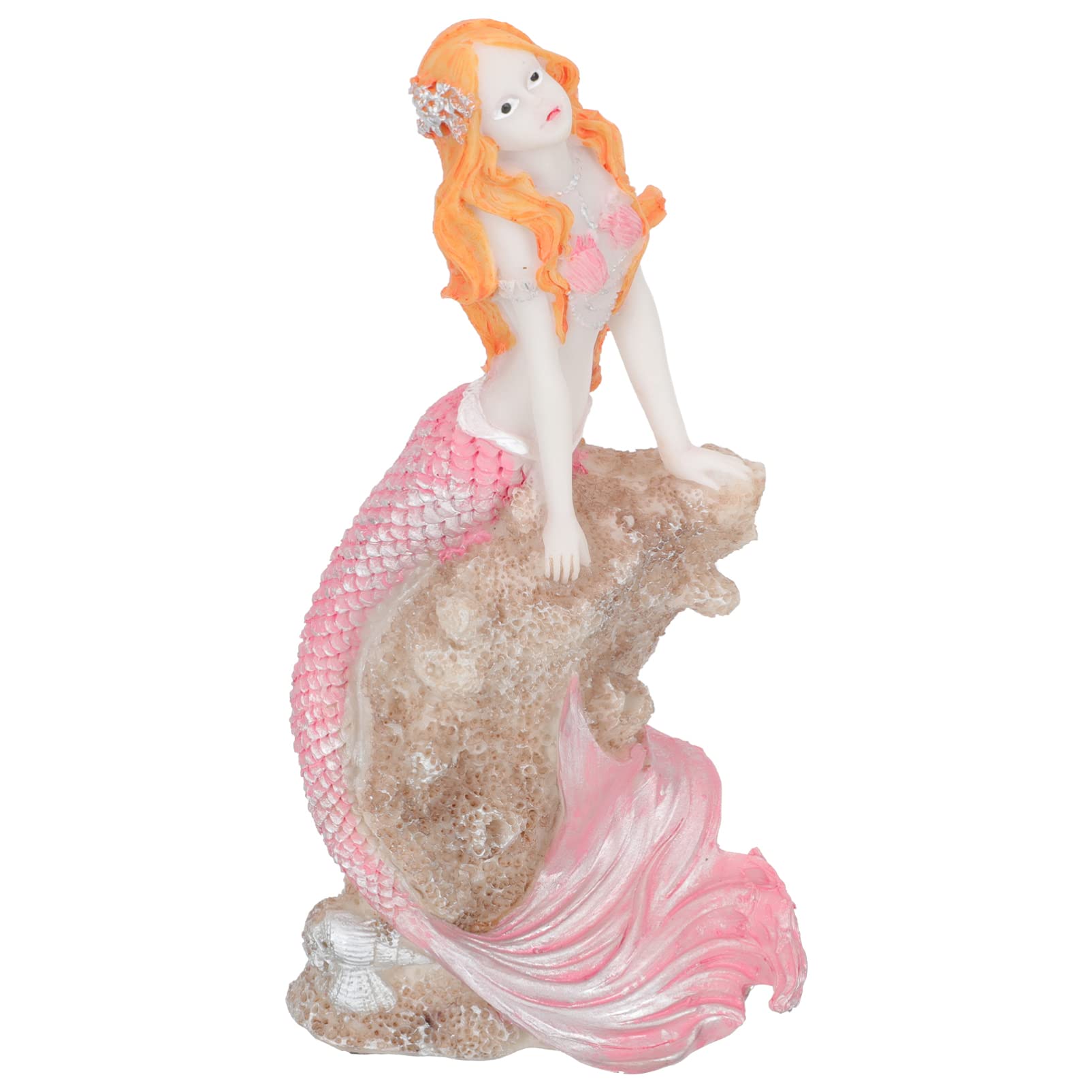 Resin Mermaid Statue for Aquarium Decor - Mediterranean Style Mermaid Princess Figurine, Fish Tank Ornament & Home Decor | Perfect for Underwater Themed Tanks, Beach House Decor & Fantasy Gift Ideas