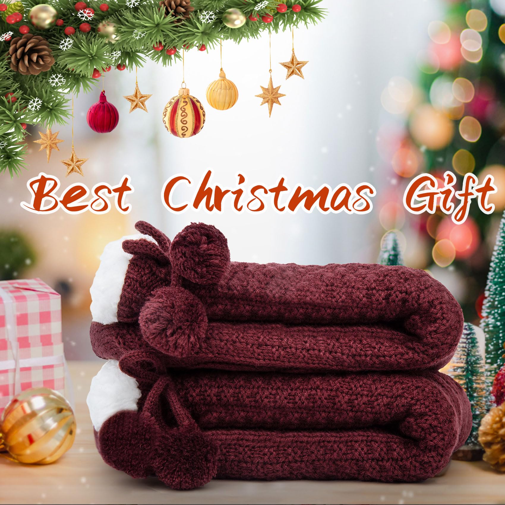 Justay Women's Warm Fluffy Non-Slip Thermal Bed Socks - Cozy Winter Slipper Socks for Cold Nights - Perfect for Sleeping, Lounging & Home Comfort