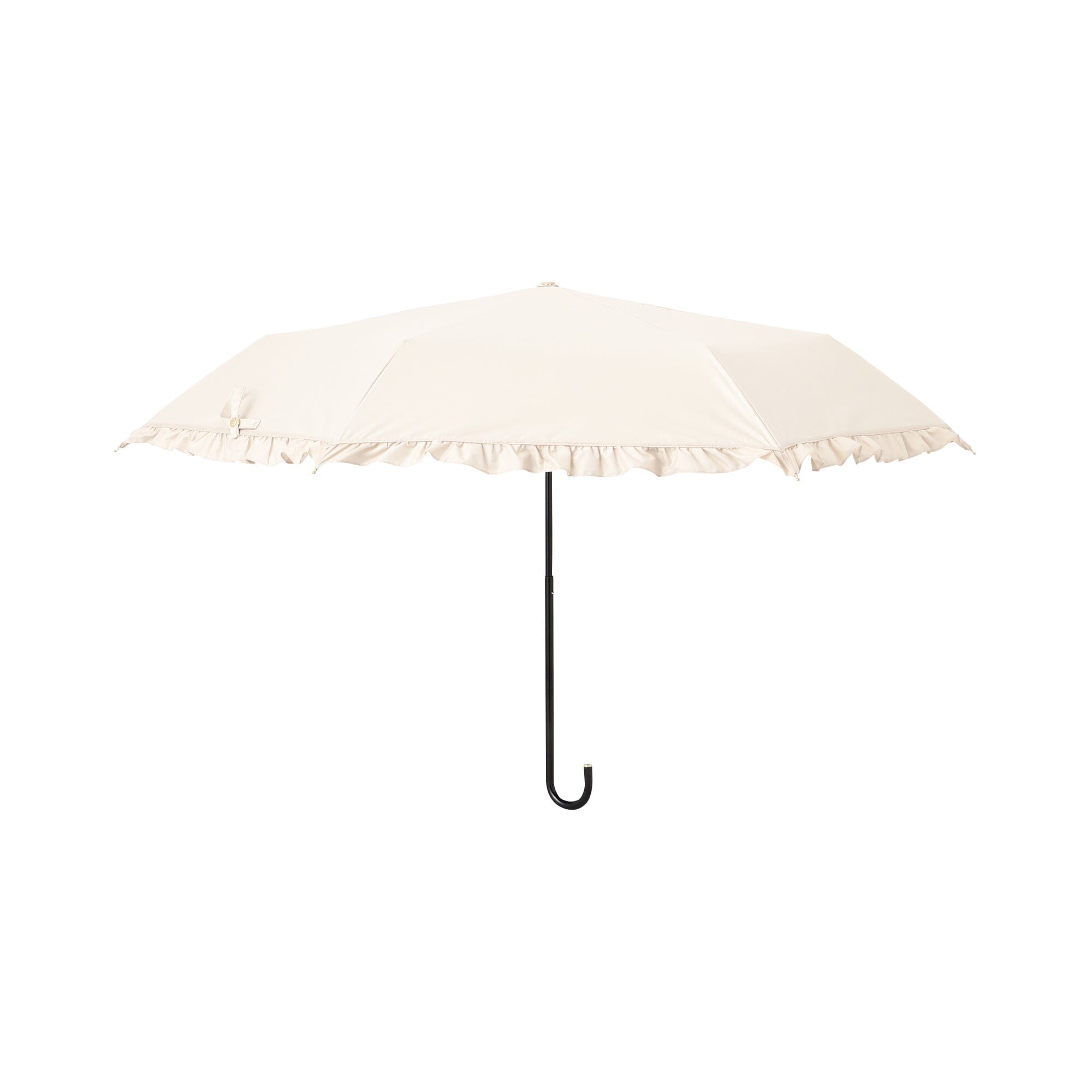 Classic Frill Folding Umbrella 50cm Beige - Compact Travel Umbrella for Women & Men, Windproof & UV Protection - Perfect for Sunny Days, Rainy Weather, Beach, Travel & Outdoor Activities