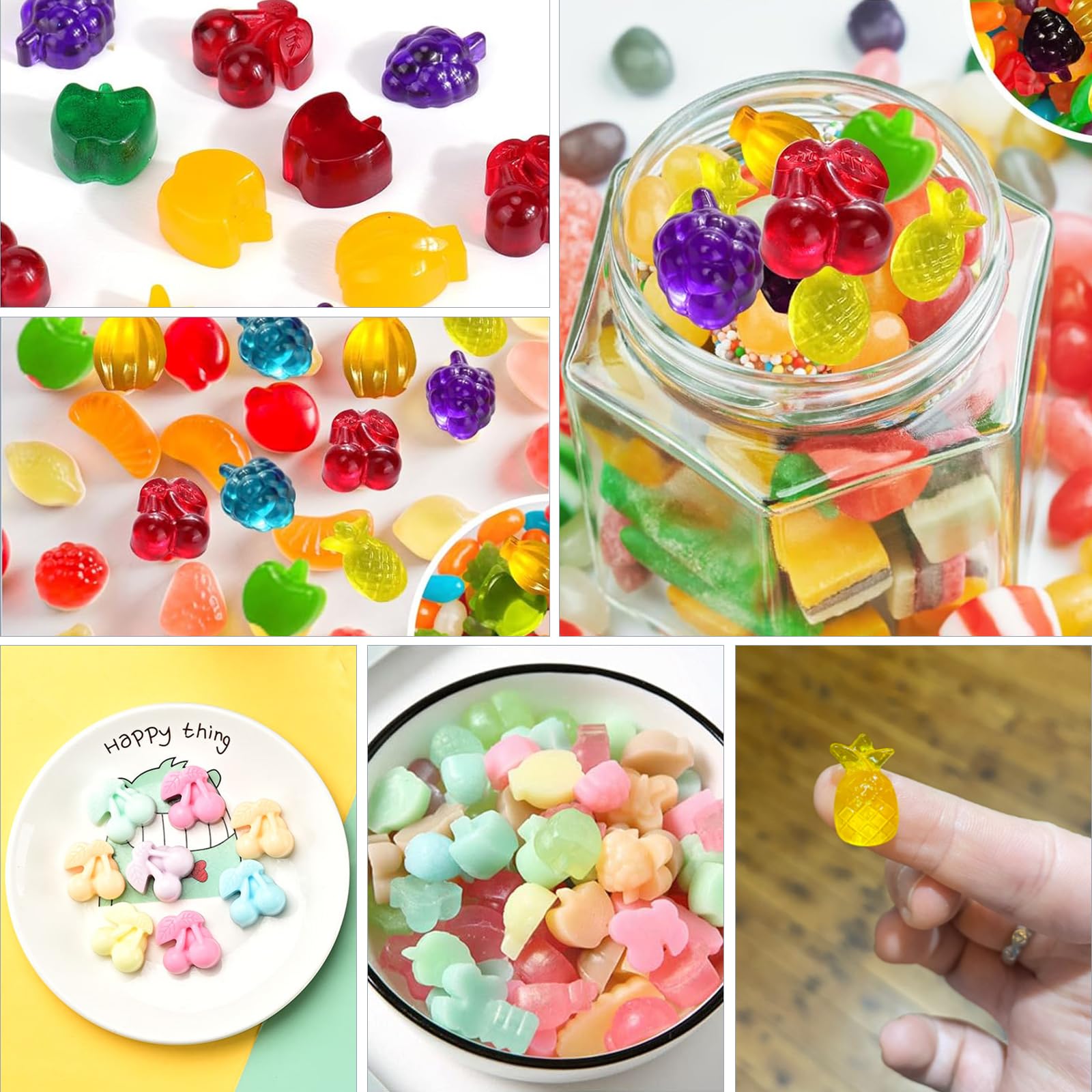 4Pcs Non-Stick Silicone Gummy Fruit Candy Molds with 2 Droppers - DIY Homemade Gummies, Jellies & Treats for Kids, Baking, Party Favors & Holiday Crafts