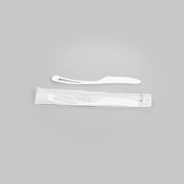 Eco-Friendly Basic Nature White CPLA Plastic Knives - Compostable, Heat Resistant (7.1/2 Inch, 250 Count Box) - Perfect for Parties, Picnics & Catering Events