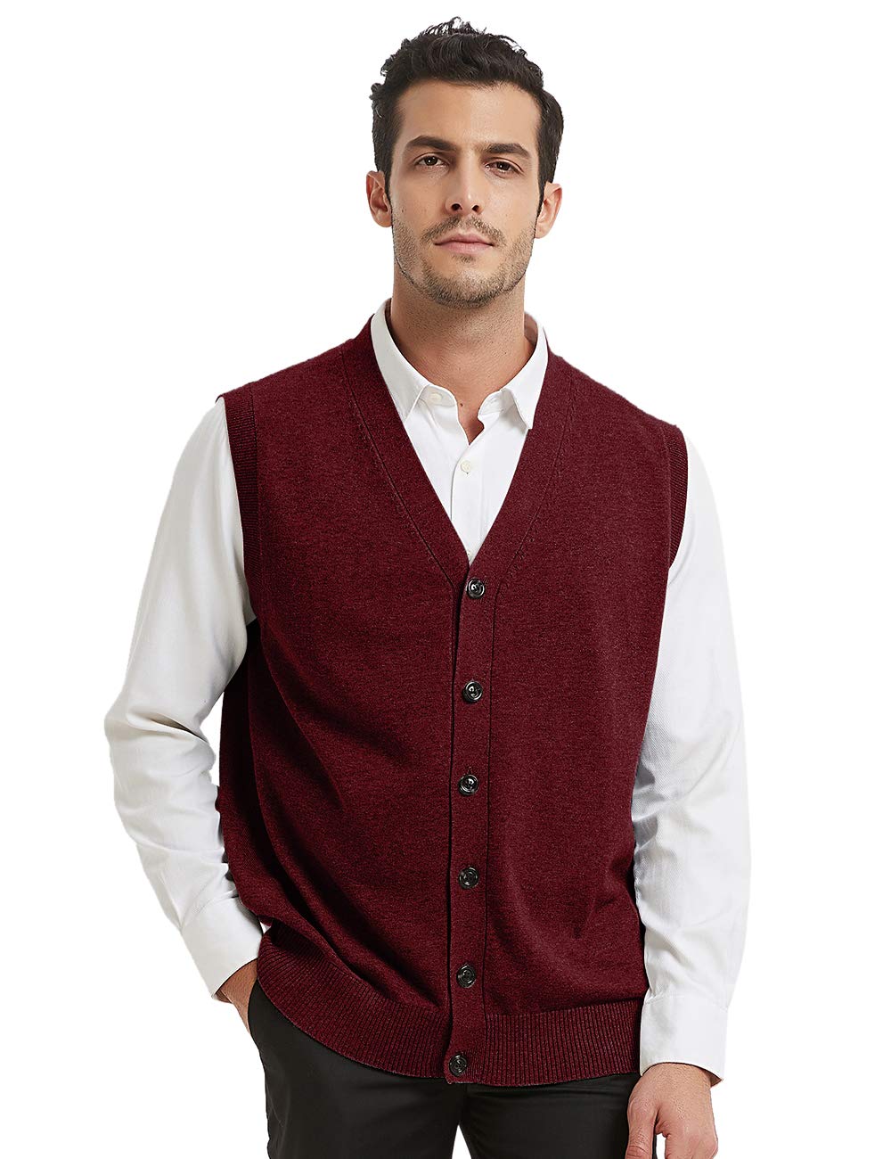 TopTie Men's Solid Knitted Sweater Vest - Lightweight Thermal Cardigan for Layering - Perfect for Office, Casual Wear & Winter Outfits