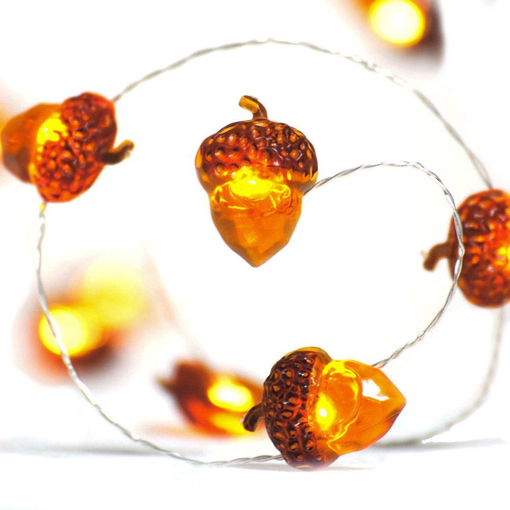BOHON 10ft 40 LED Acorn String Lights with Remote - Battery Operated Fairy Lights for Thanksgiving, Fall, Christmas & Halloween Decor - Perfect for Home, Bedroom, Tree, Garland and Party Decorations