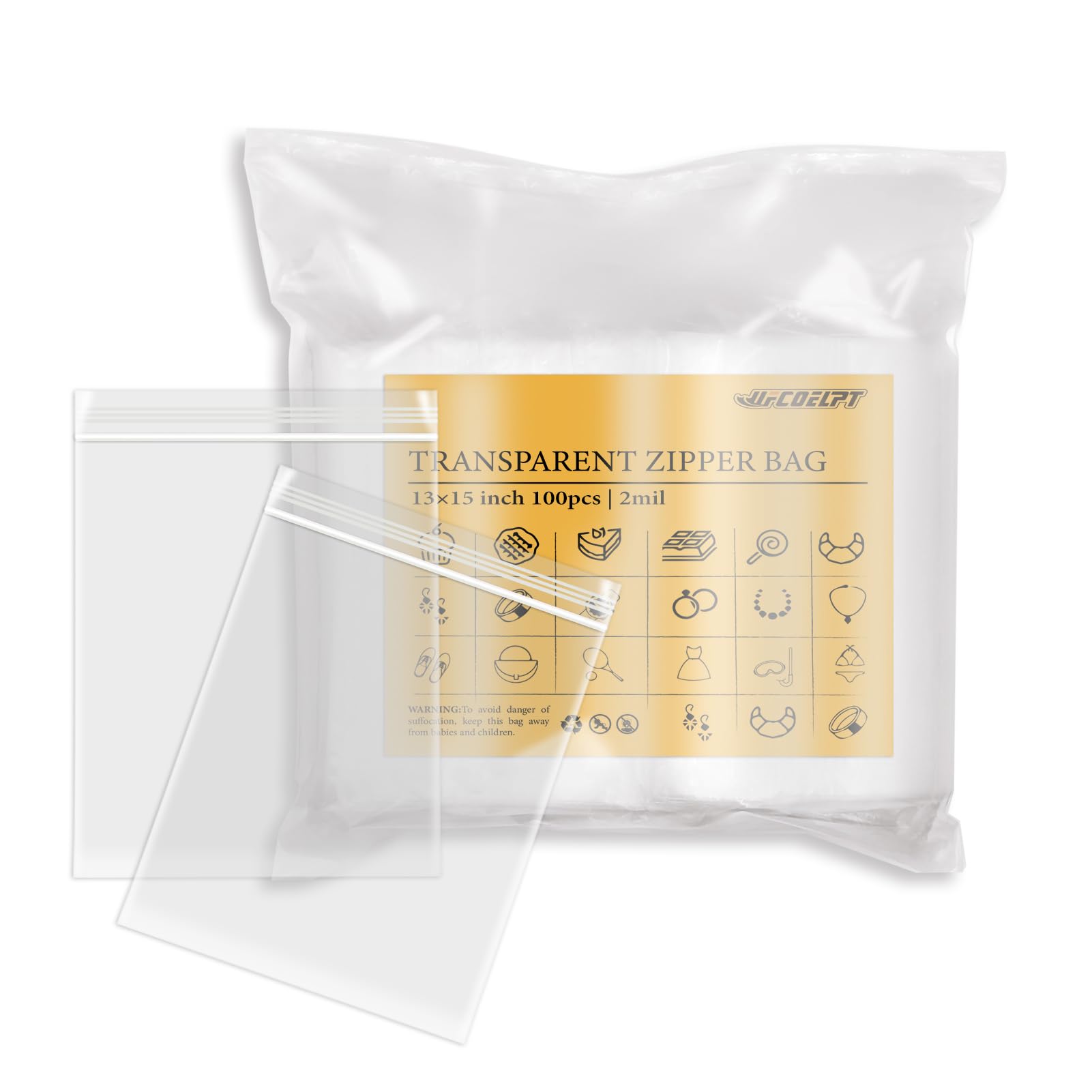 100 Count 2 Gallon Reclosable Food Grade Storage Bags - 13