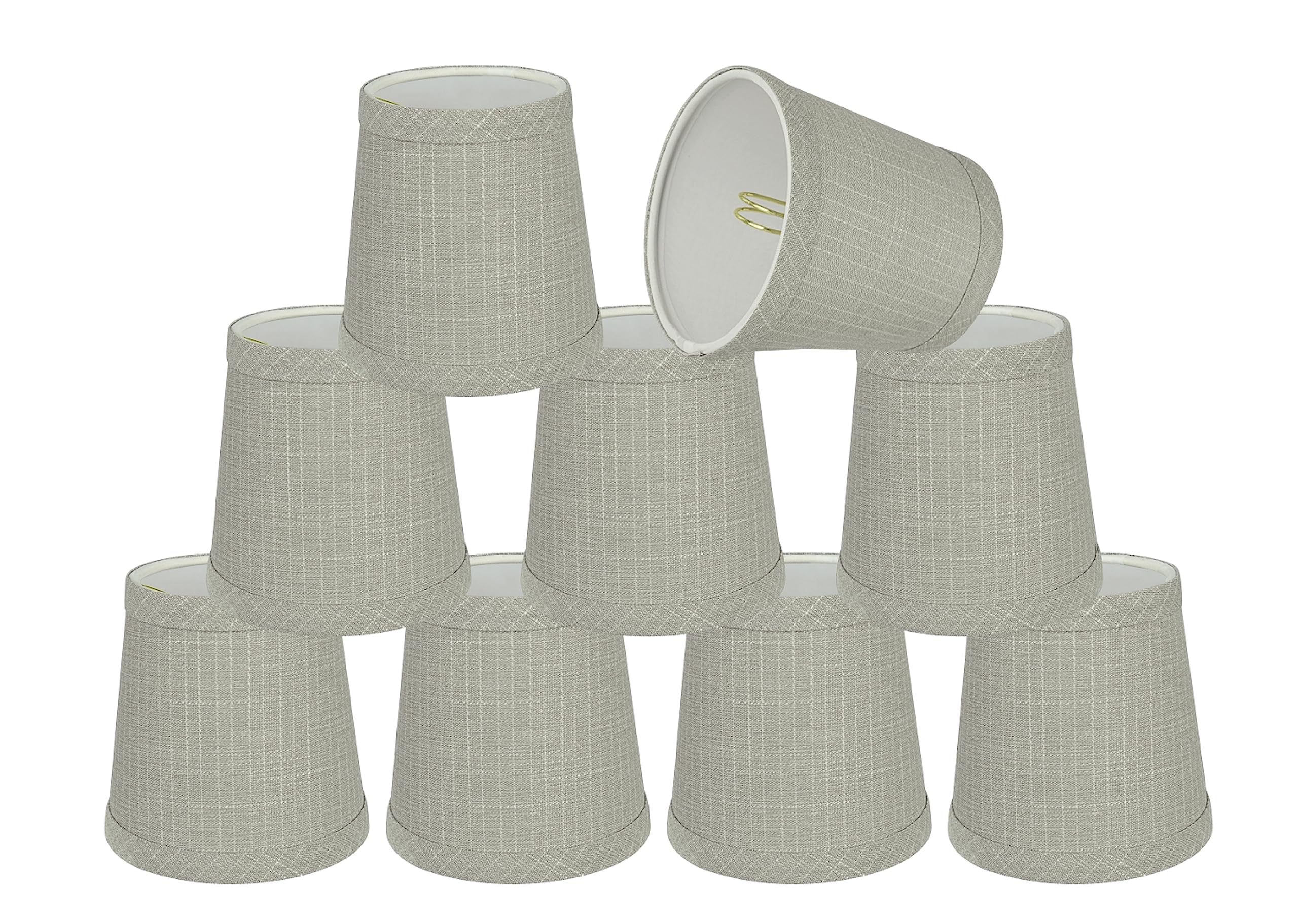 Aspen Creative 32721-9 Small Hardback Empire Shape Chandelier Clip-On Lamp Shade Set (9 Pack) - Transitional Grey Design, 4