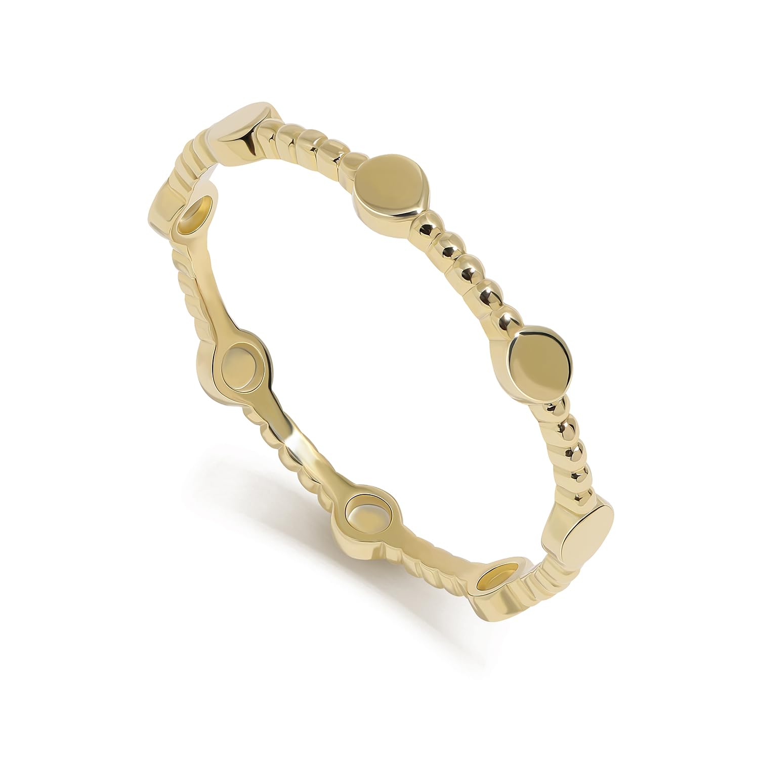 Meissa Sterling Silver Stacking Rings for Women - Gold Plated Stackable Rings with Tiny Cube Beads | Handmade Thin Silver Rings in Gold | Perfect for Layering, Everyday Wear & Gift Giving