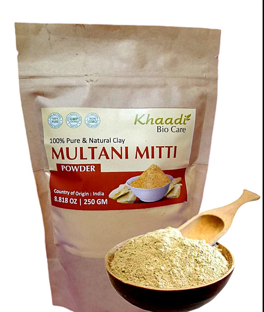 Khaadi Bio Care Pure Multani Mitti (Fuller's Earth) Powder Face Mask - 250gm | Natural Acne, Pimple & Blackhead Treatment | Exfoliating Skin Care for Dead Skin & Pore Cleansing | Perfect for Daily Beauty Routine & Spa Treatments