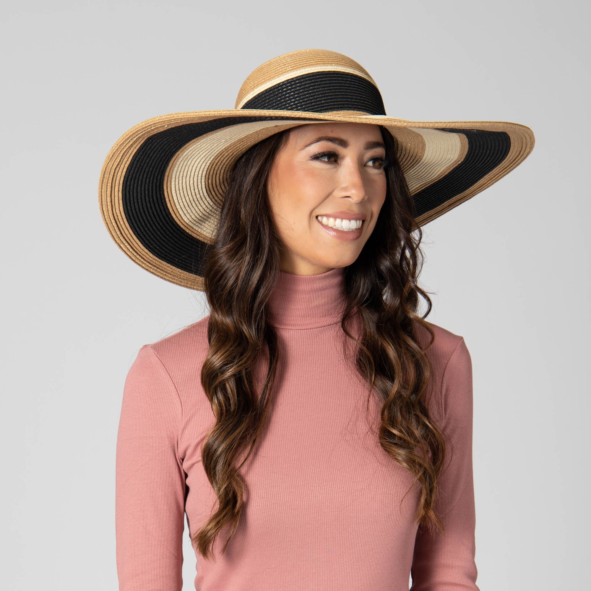 Las Palmas Floppy Ultrabraid Striped Sun Hat for Women - UPF 50+ Wide Brim Beach Hat for Summer, Vacation, and Outdoor Activities