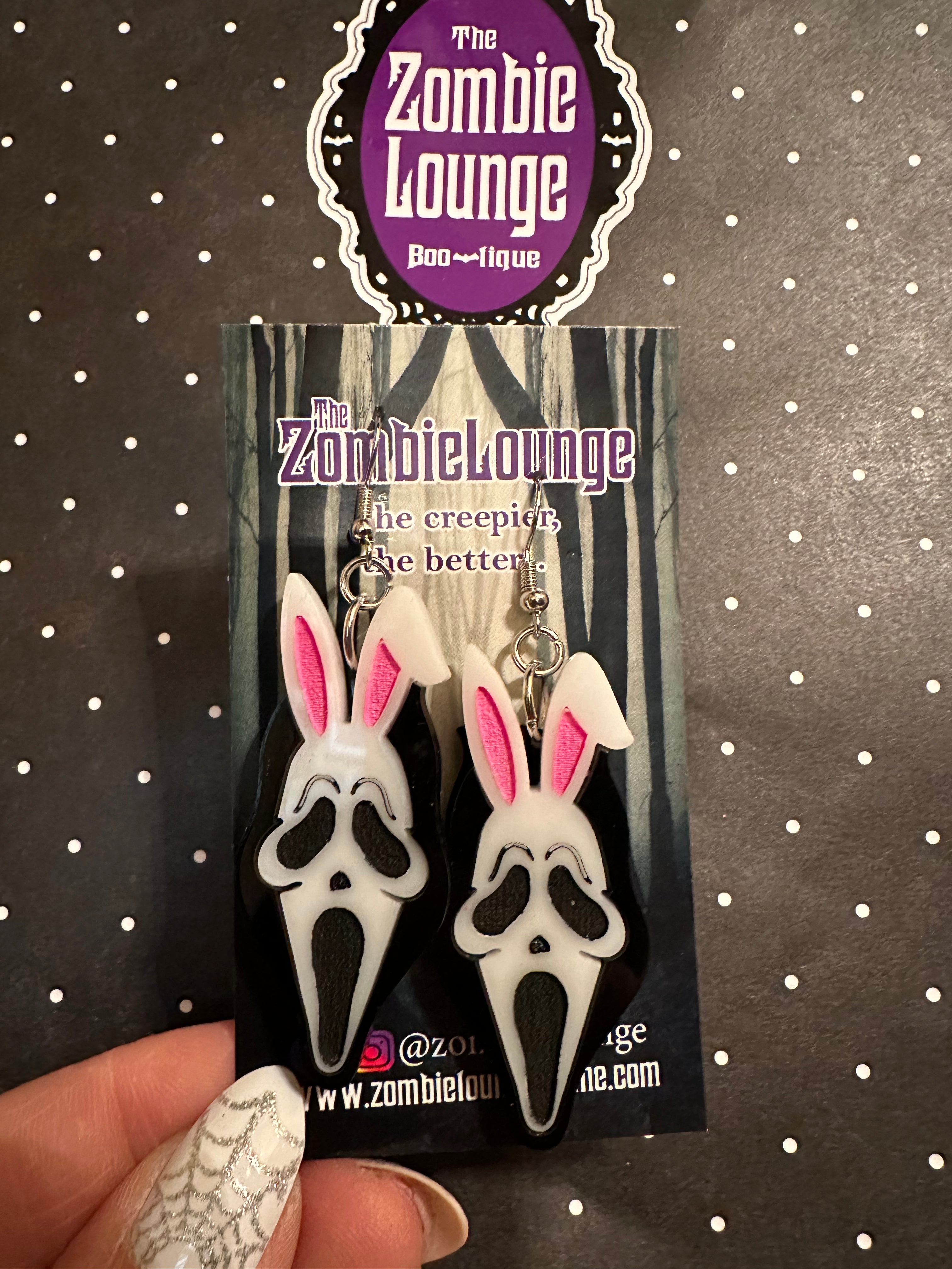 Halloween Scream Bunny Earrings - Cute Cartoon Rabbit Jewelry for Women & Girls - Perfect for Costume Parties, Cosplay & Horror Movie Nights